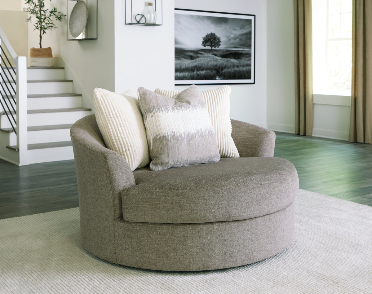 Fine Furniture & Decor - Ashley Furniture - Creswell Living Room - Oversized Swivel Accent Chair / Stone - 1530521