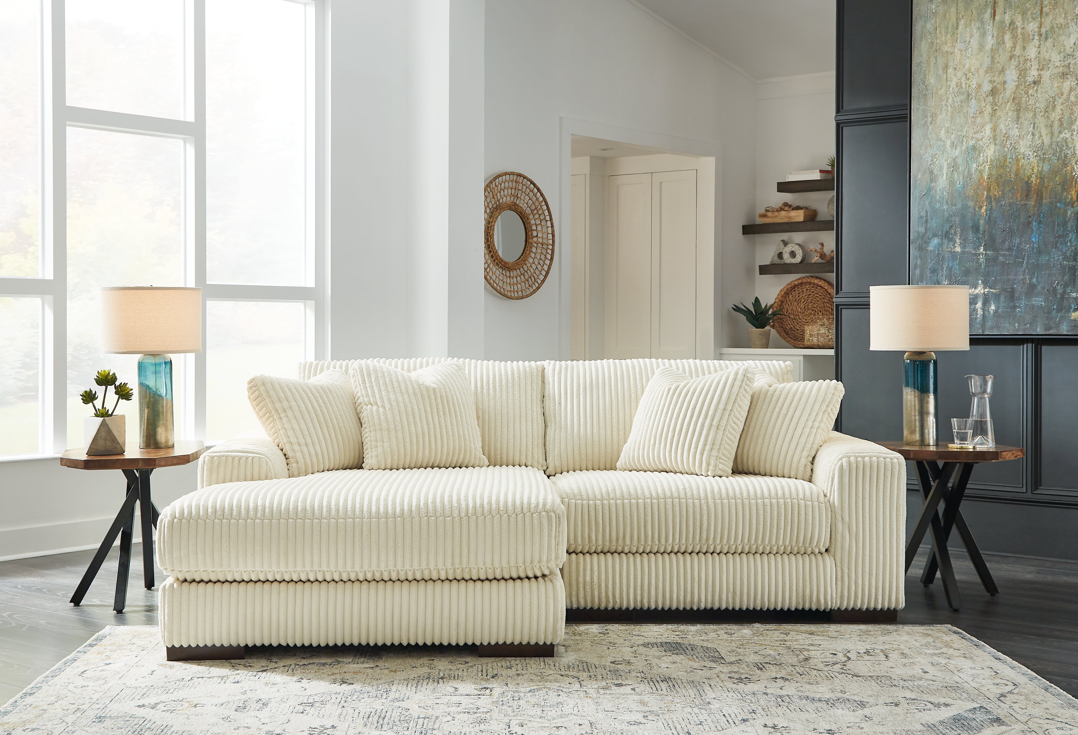 Fine Furniture & Decor - Ashley Furniture - Lindyn Sectional - RAF 2-Piece Sectional with Chaise / Ivory - 21104S3