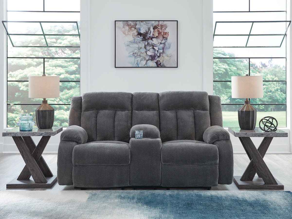 Fine Furniture & Decor - Ashley Furniture - Observation Living Room - REC PWR Sofa w/Drop Down Table / Chocolate - PC2140699