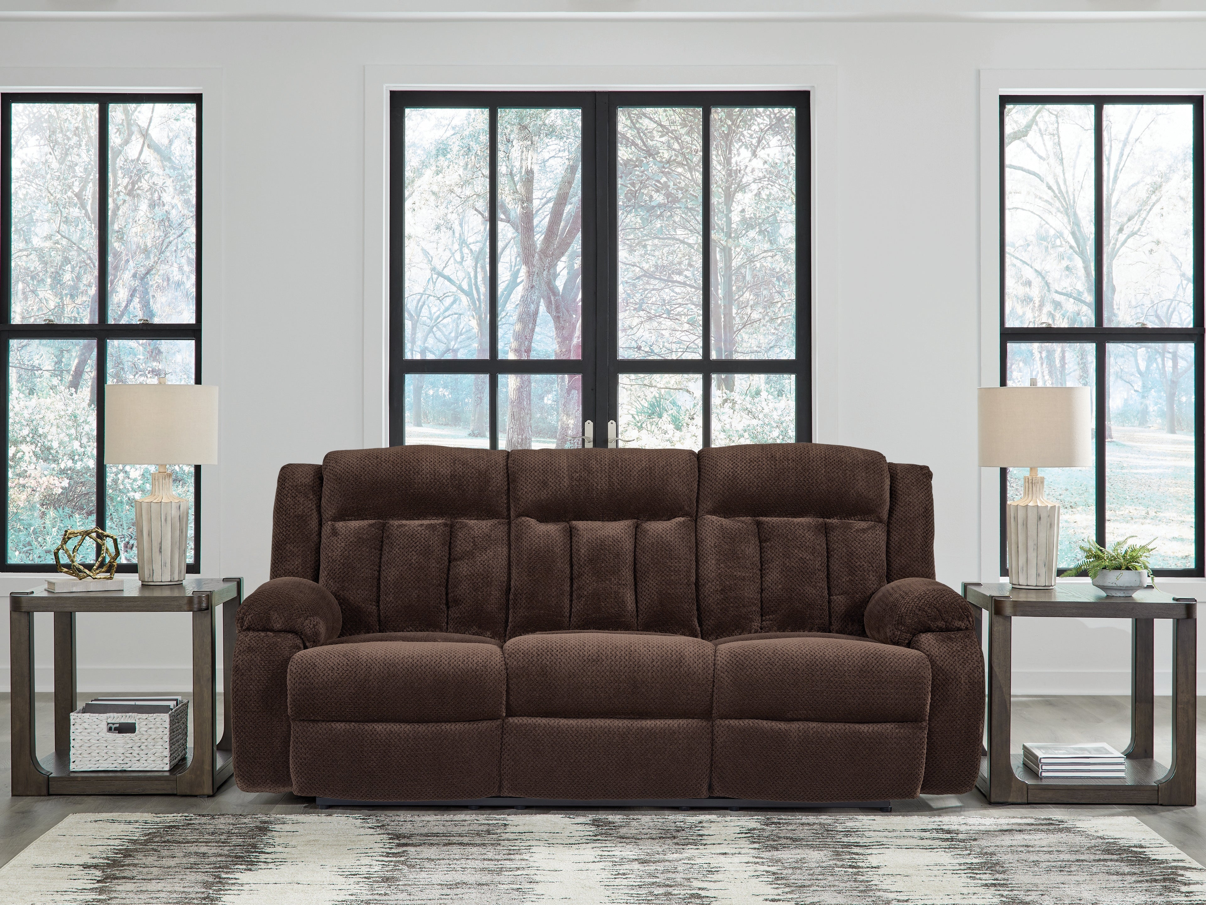 Fine Furniture & Decor - Ashley Furniture - Observation Living Room - REC PWR Sofa w/Drop Down Table / Chocolate - PC2140699