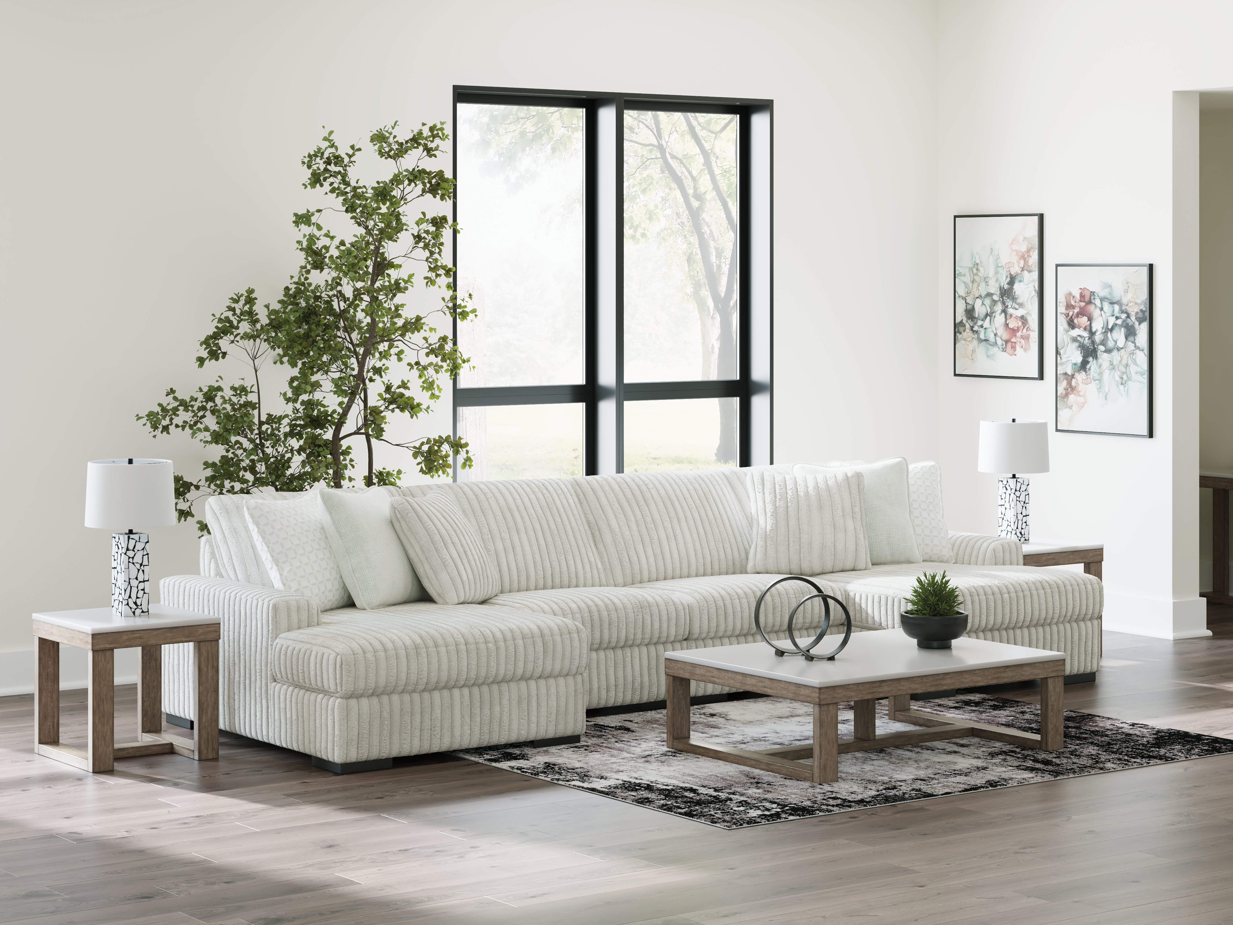 Fine Furniture & Decor - Ashley Furniture - Stupendous Sectional - RAF 4-Piece Sectional with Double Chaise / Alloy - 25903S5