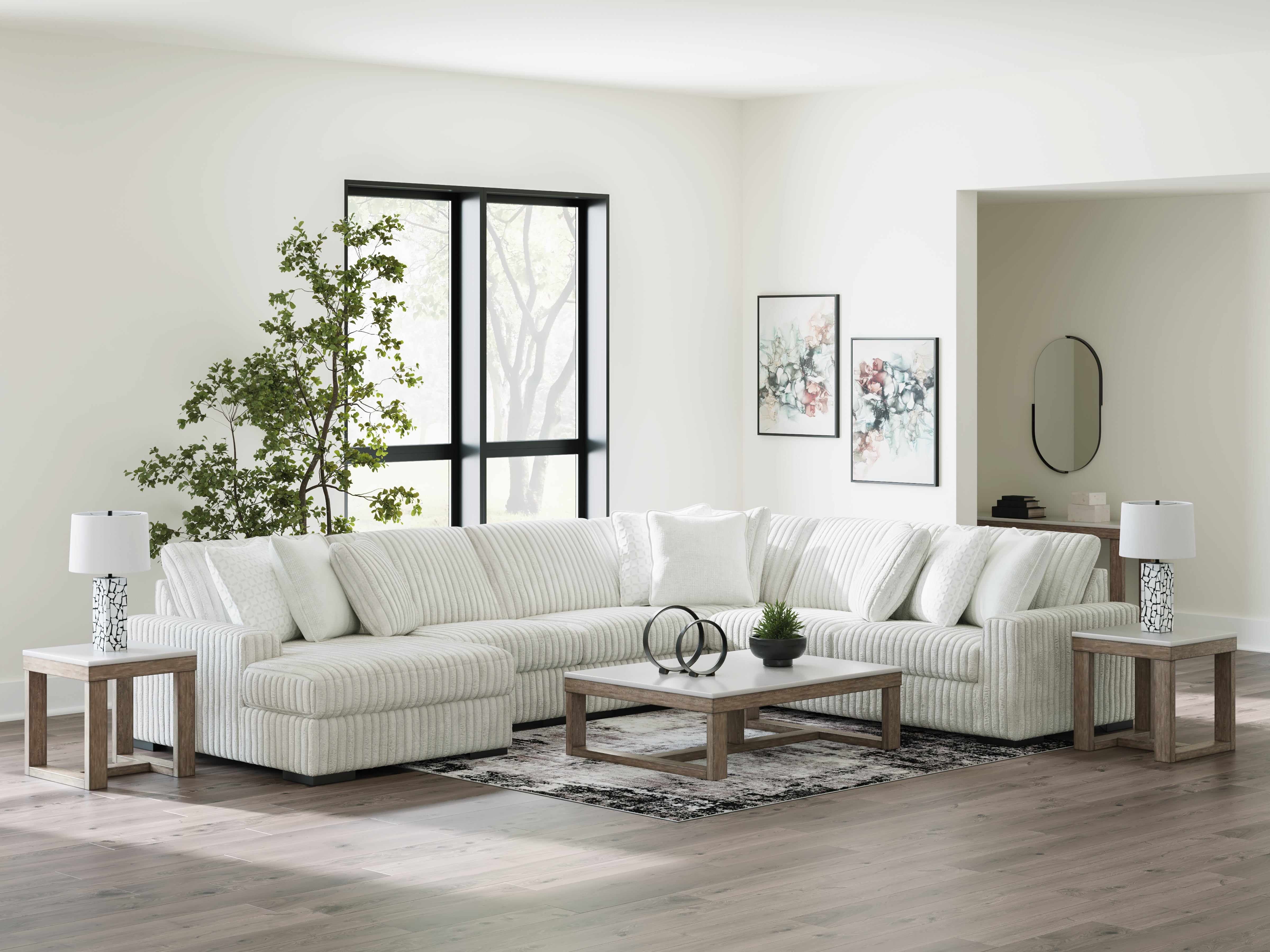 Fine Furniture & Decor - Ashley Furniture - Stupendous Sectional - RAF 5-Piece Sectional with Chaise / Alloy - 25903S8