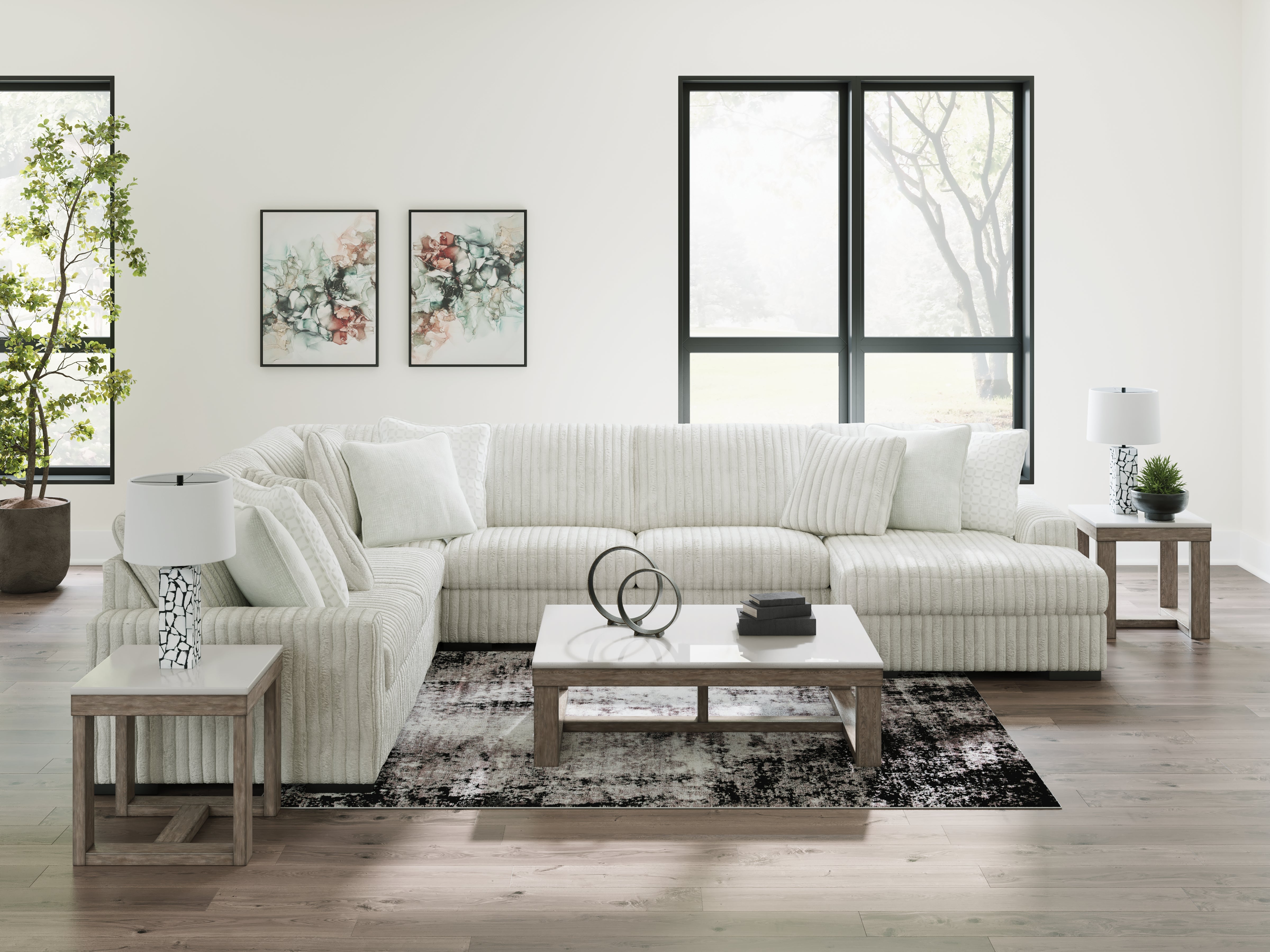Fine Furniture & Decor - Ashley Furniture - Stupendous Sectional - LAF 5-Piece Sectional with Chaise / Alloy - 25903S9
