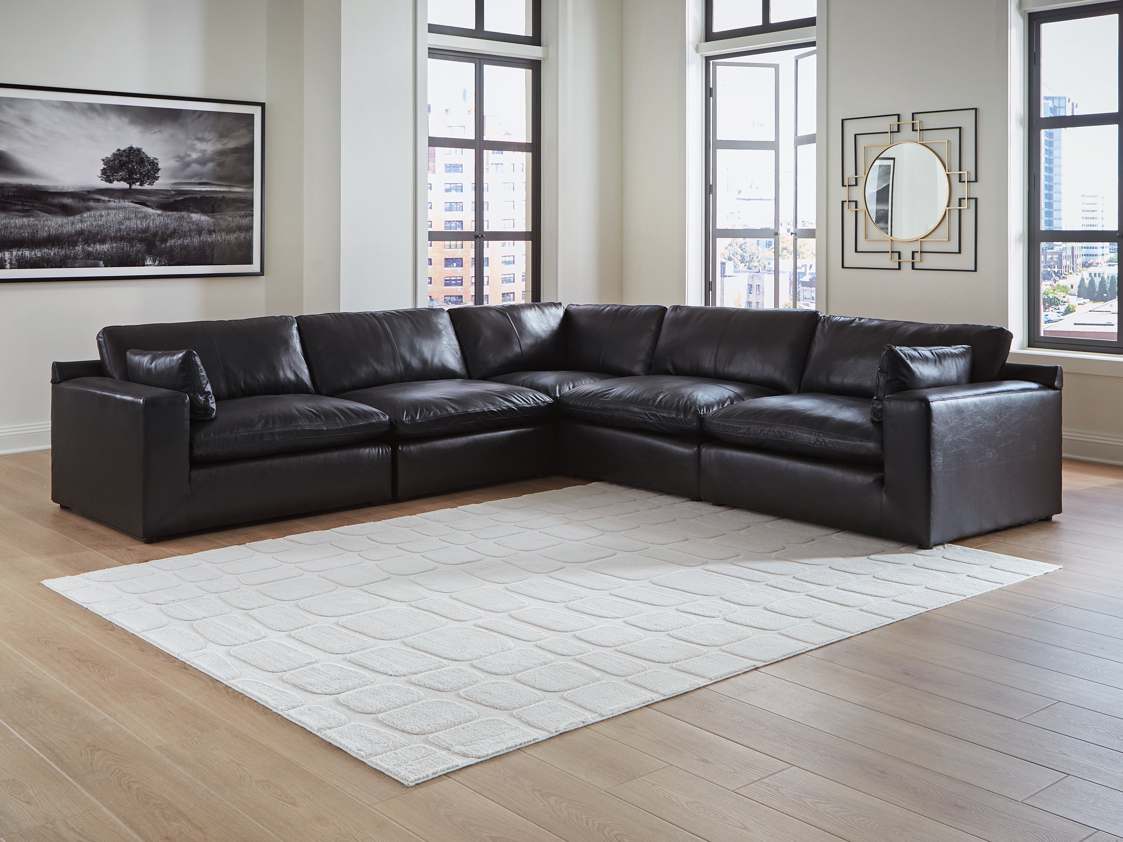Fine Furniture & Decor - Ashley Furniture - Emilia Sectional - RAF 5-Piece Sectional / Black - 30902S4