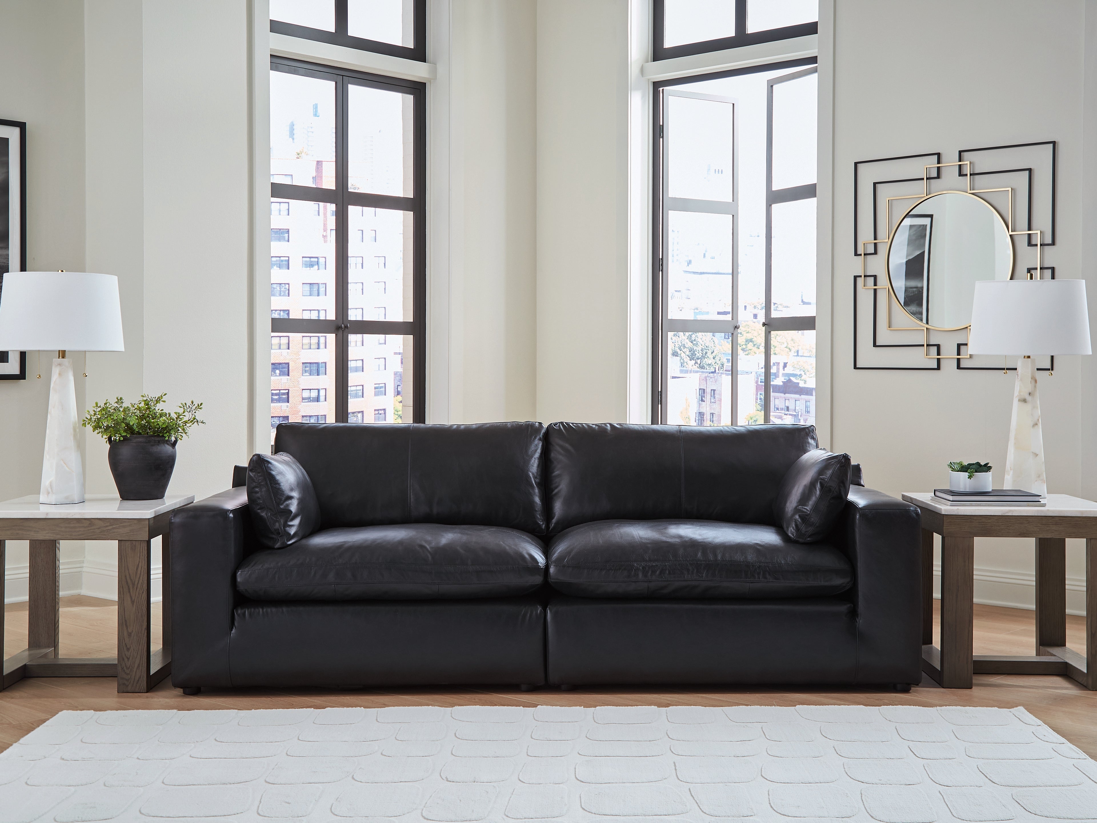 Fine Furniture & Decor - Ashley Furniture - Emilia Sectional - RAF 2-Piece Sectional Loveseat / Black - 30902S1