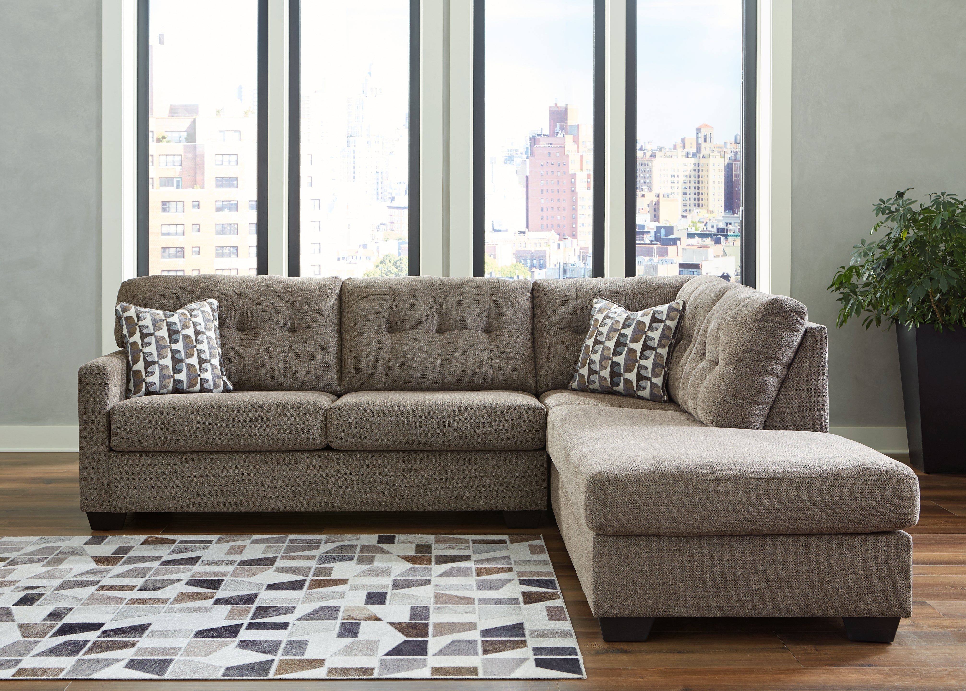 Fine Furniture & Decor - Ashley Furniture - Mahoney Sectional - LAF 2-Piece Sectional with Chaise / Chocolate - 31005S2