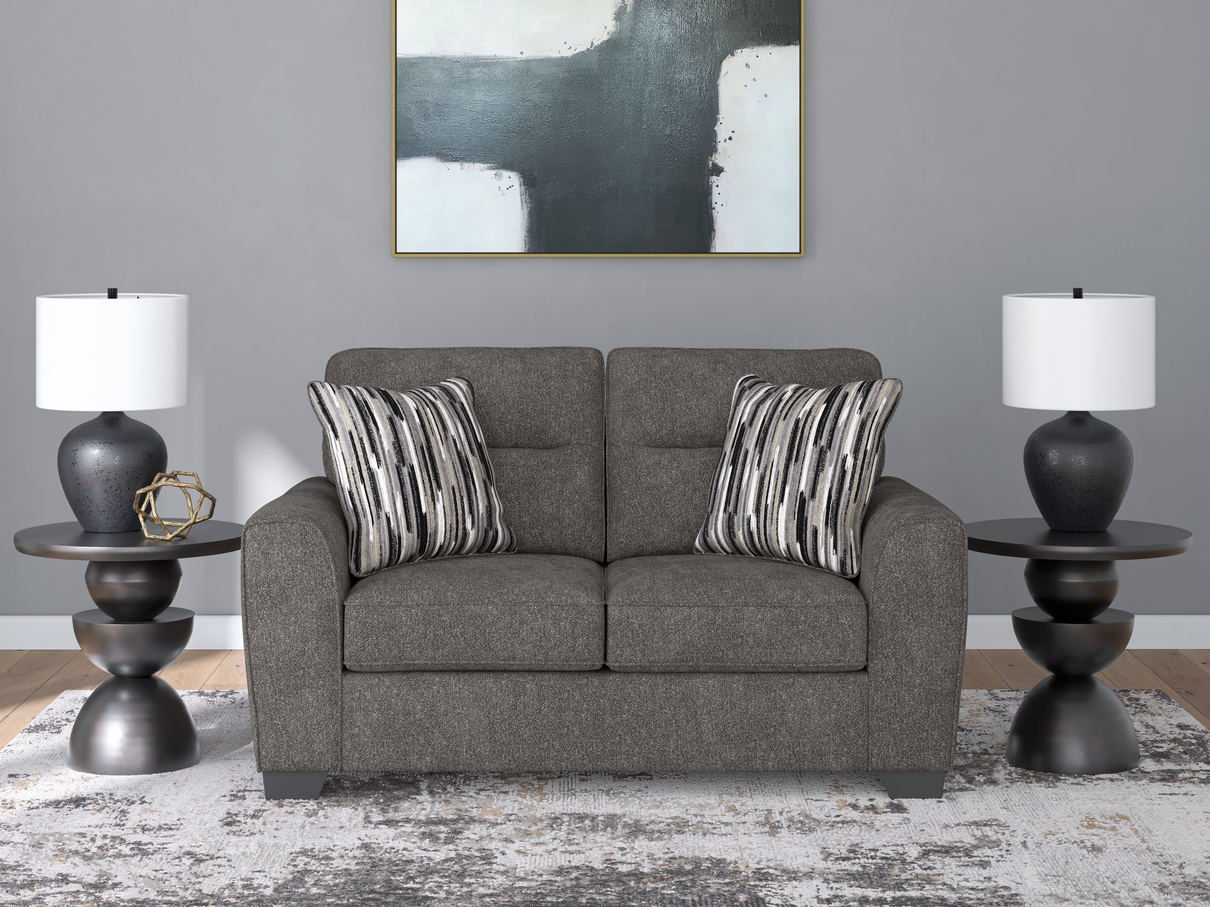 Fine Furniture & Decor - Ashley Furniture - Olten Living Room - Loveseat / Graphite - 3130535