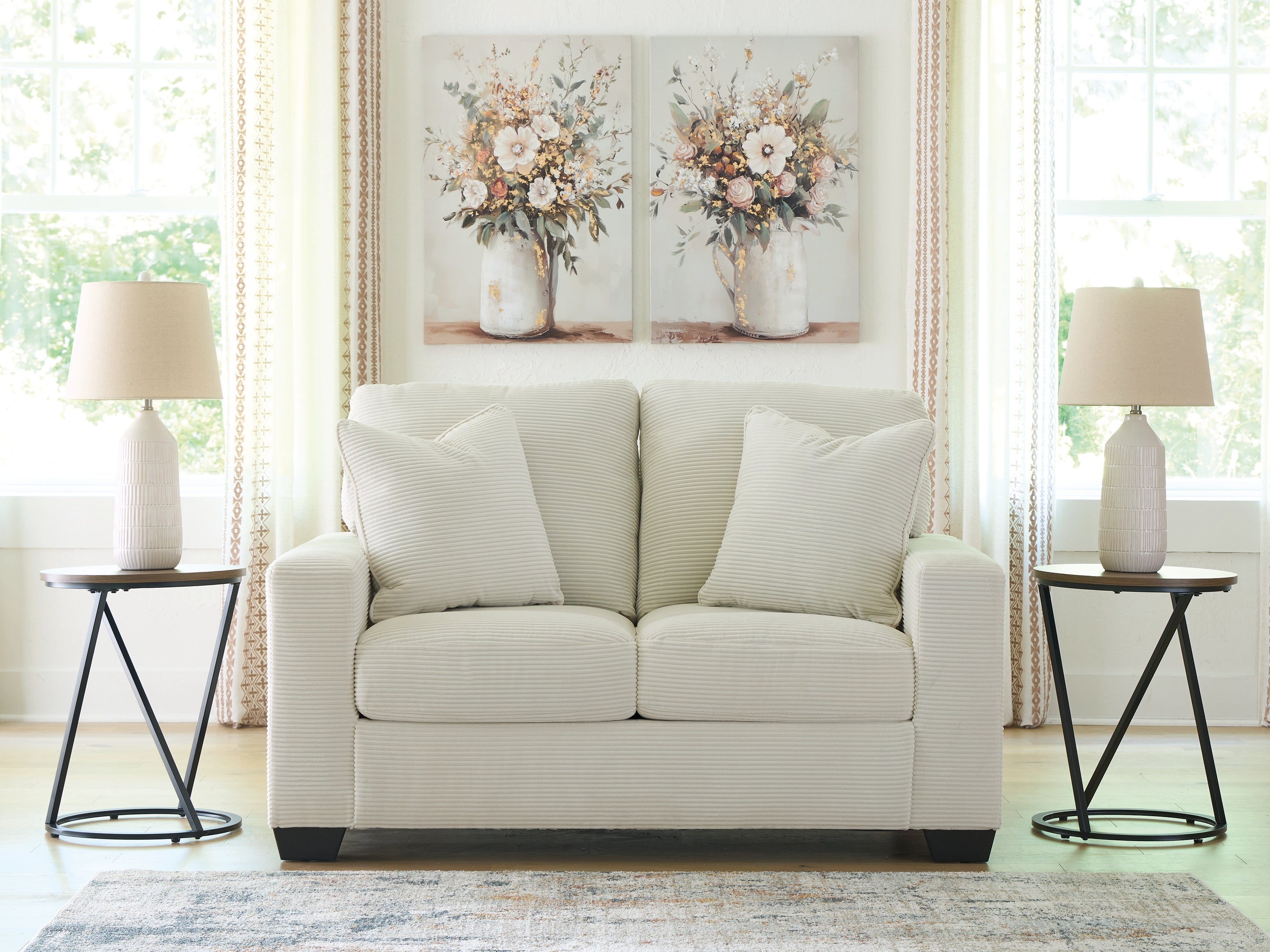 Fine Furniture & Decor - Ashley Furniture - Greenbriar Living Room - Loveseat / Ivory - PC3200635