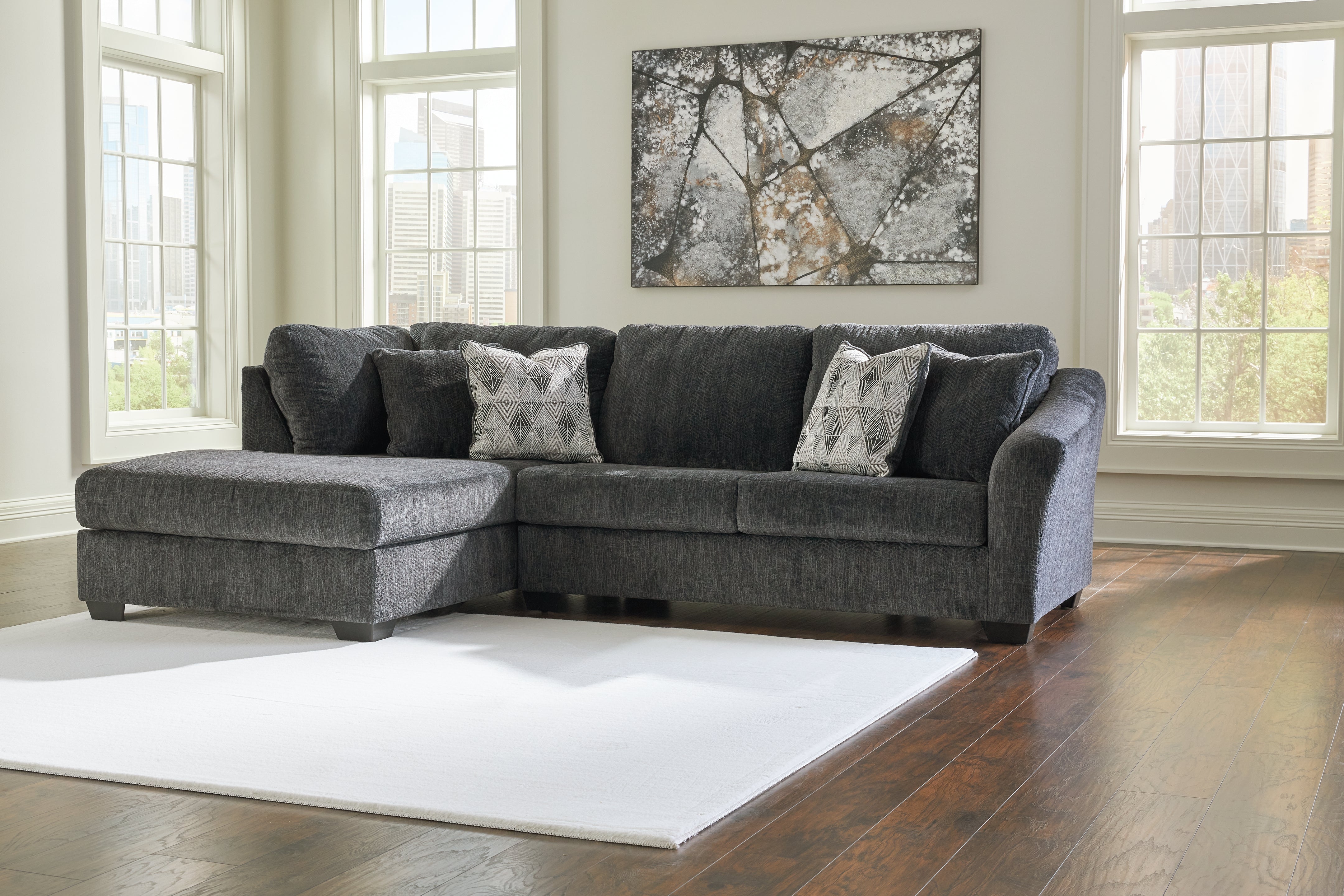 Fine Furniture & Decor - Ashley Furniture - Biddeford Sectional - RAF 2-Piece Sectional with Chaise / Shadow - 35504S1