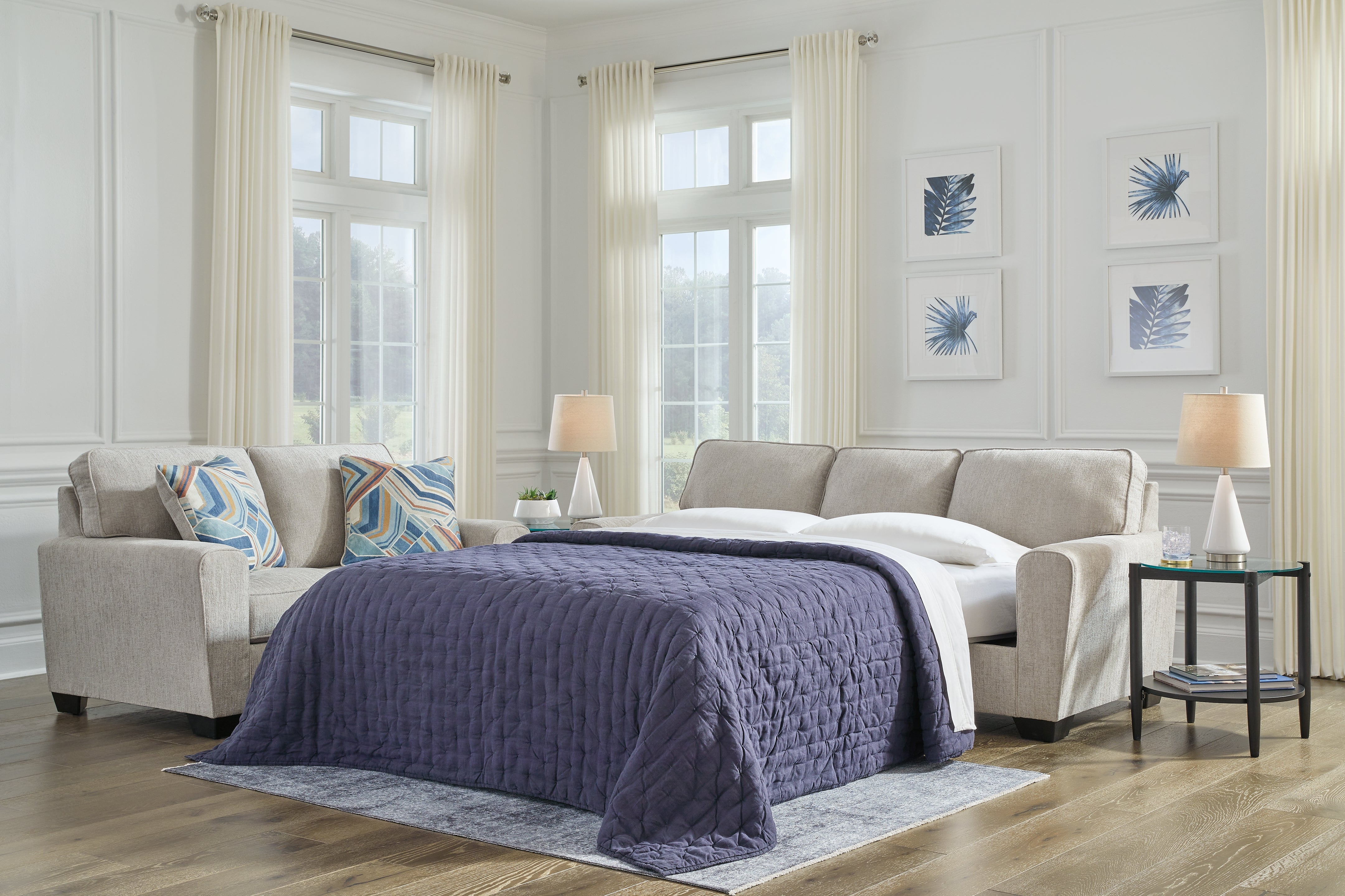 Fine Furniture & Decor - Ashley Furniture - Cashton Living Room - Queen Sofa Sleeper / Ice - 4060639