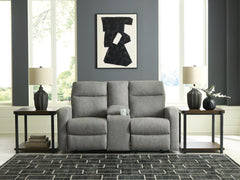 Fine Furniture & Decor - Ashley Furniture - Gauntlet Living Room - DBL Rec Loveseat w/Console / Sterling - PC4220494