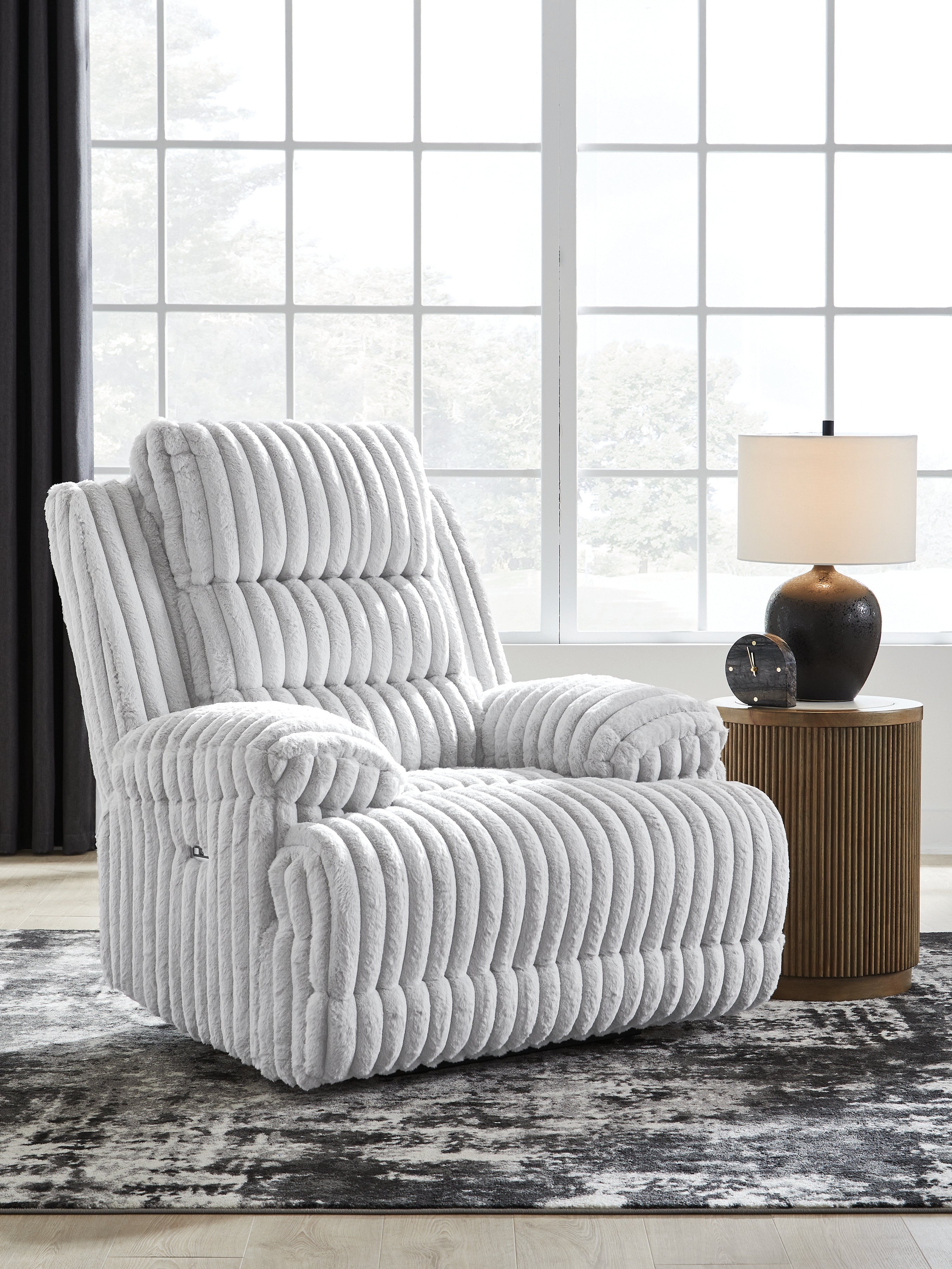 Fine Furniture & Decor - Ashley Furniture - Rhines Falls Living Room - Zero Wall Power Recliner / Alloy - PC4280406