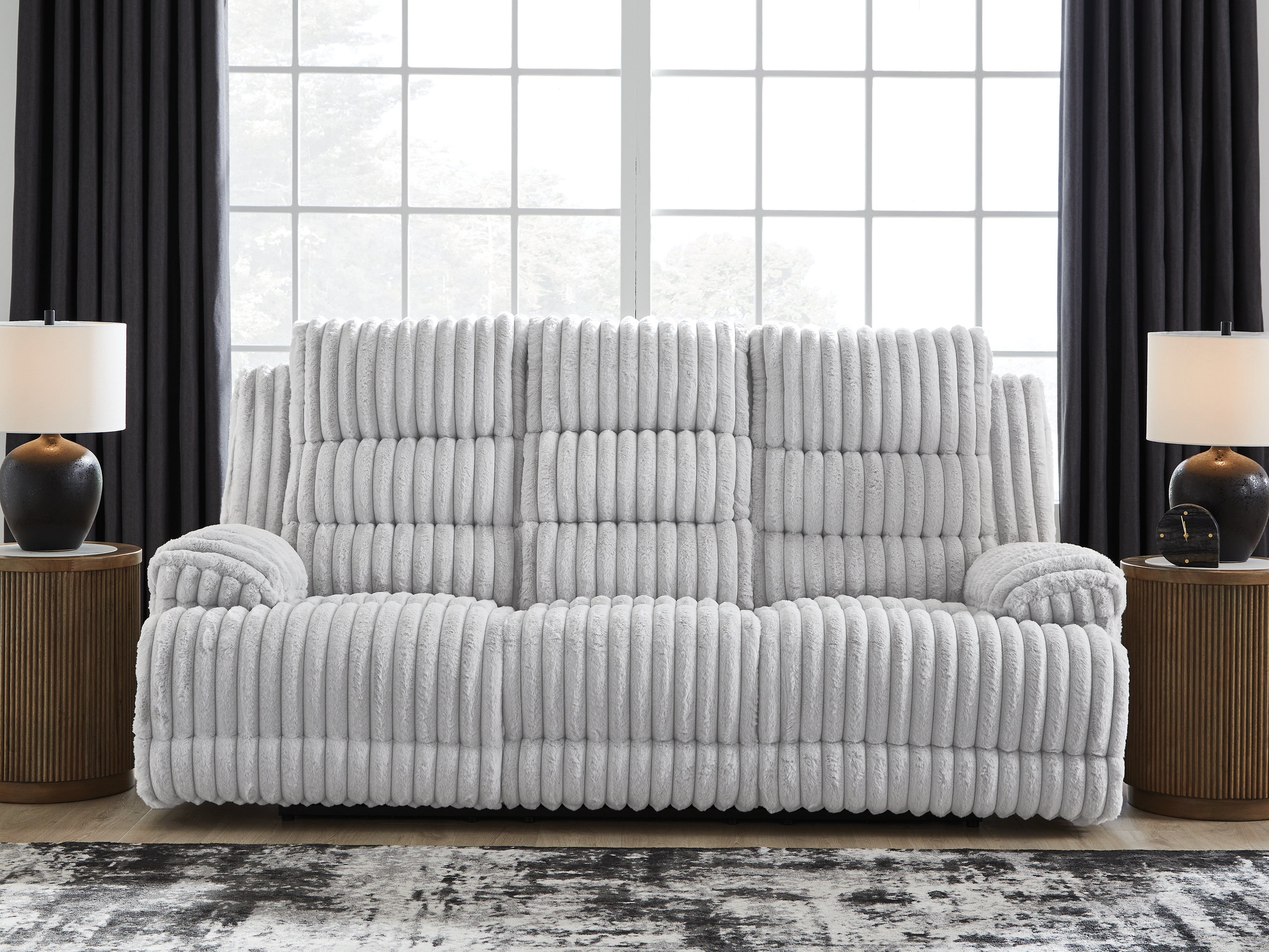 Fine Furniture & Decor - Ashley Furniture - Rhines Falls Living Room - Zero Wall Power Recliner / Alloy - PC4280406
