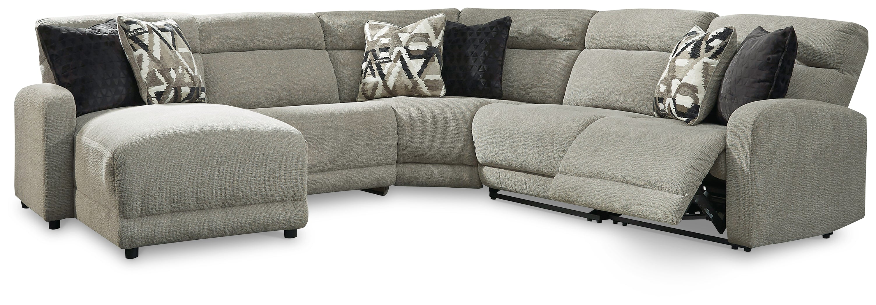 Fine Furniture & Decor - Ashley Furniture - Colleyville Sectional - 5-Piece Power Reclining Sectional with Chaise / Stone - 54405S11