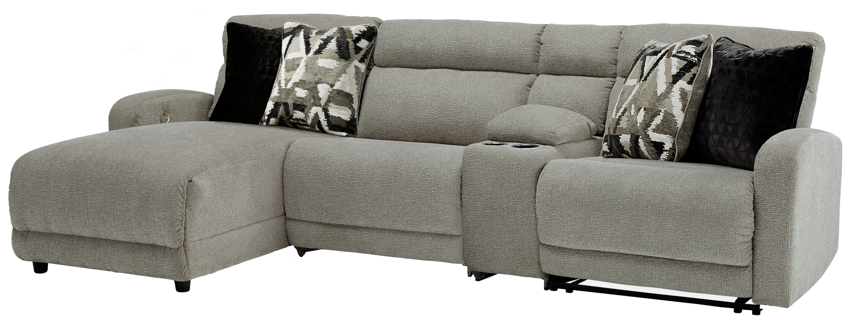 Fine Furniture & Decor - Ashley Furniture - Colleyville Sectional - 4-Piece Power Reclining Sectional with Chaise / Stone - 54405S5
