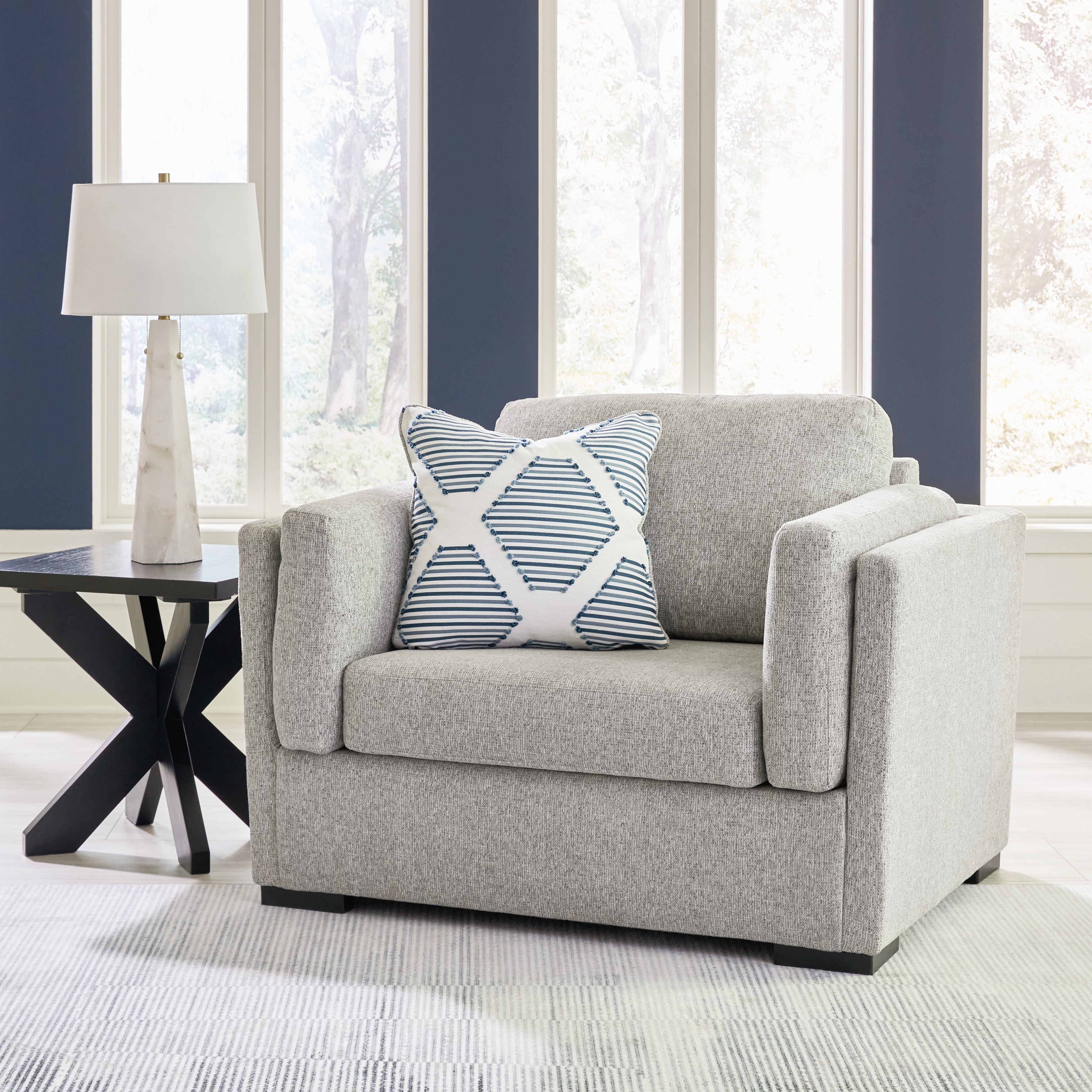 Fine Furniture & Decor - Ashley Furniture - Evansley Living Room - Chair and a Half / Pewter - 5450323