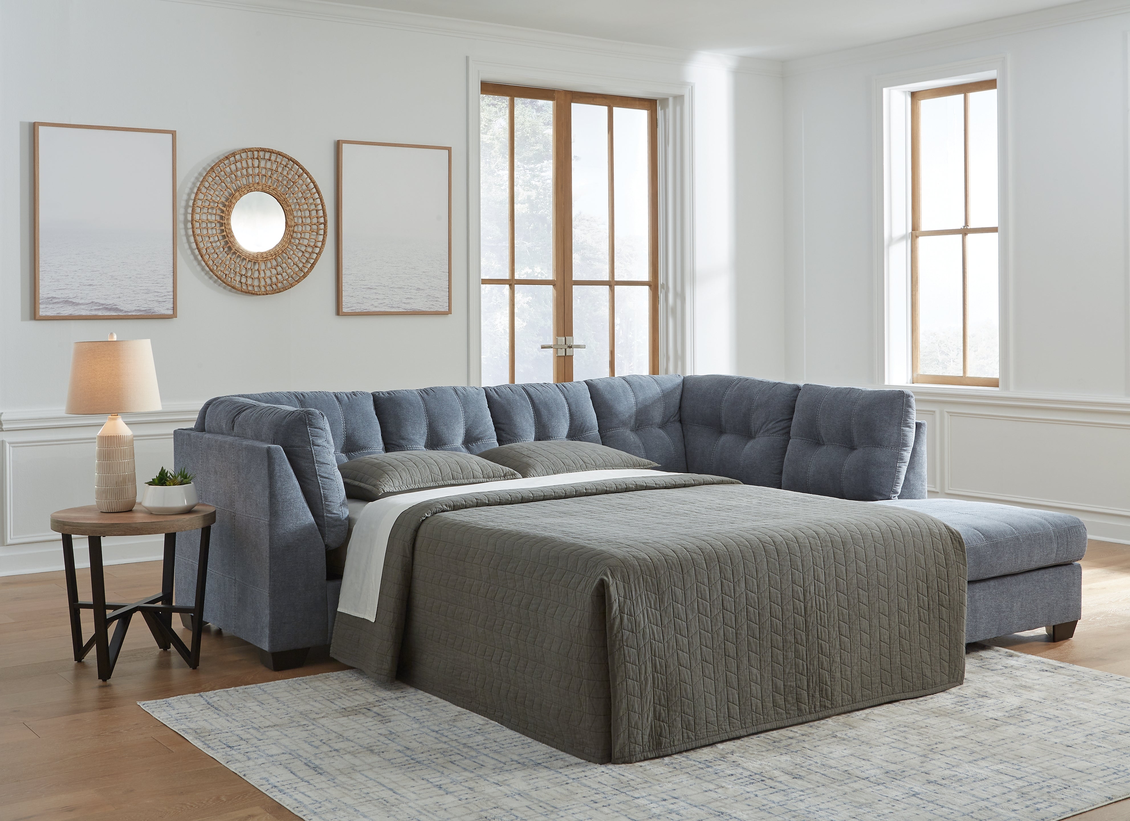 Fine Furniture & Decor - Ashley Furniture - Marleton Sectional - 2-Piece Sleeper Sectional with Chaise / Denim - 55303S4