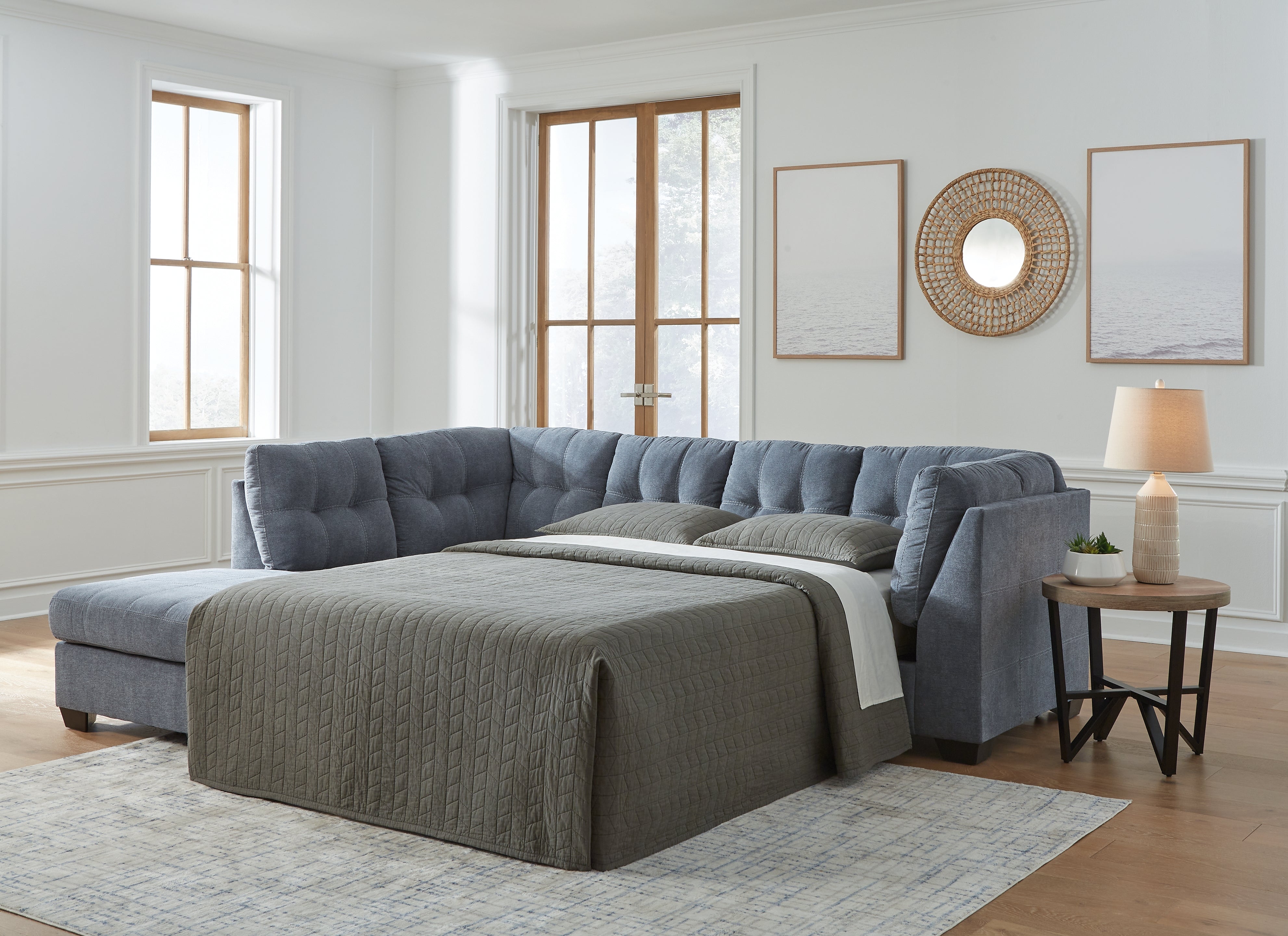 Fine Furniture & Decor - Ashley Furniture - Marleton Sectional - RAF 2-Piece Sleeper Sectional with Chaise / Denim - 55303S3