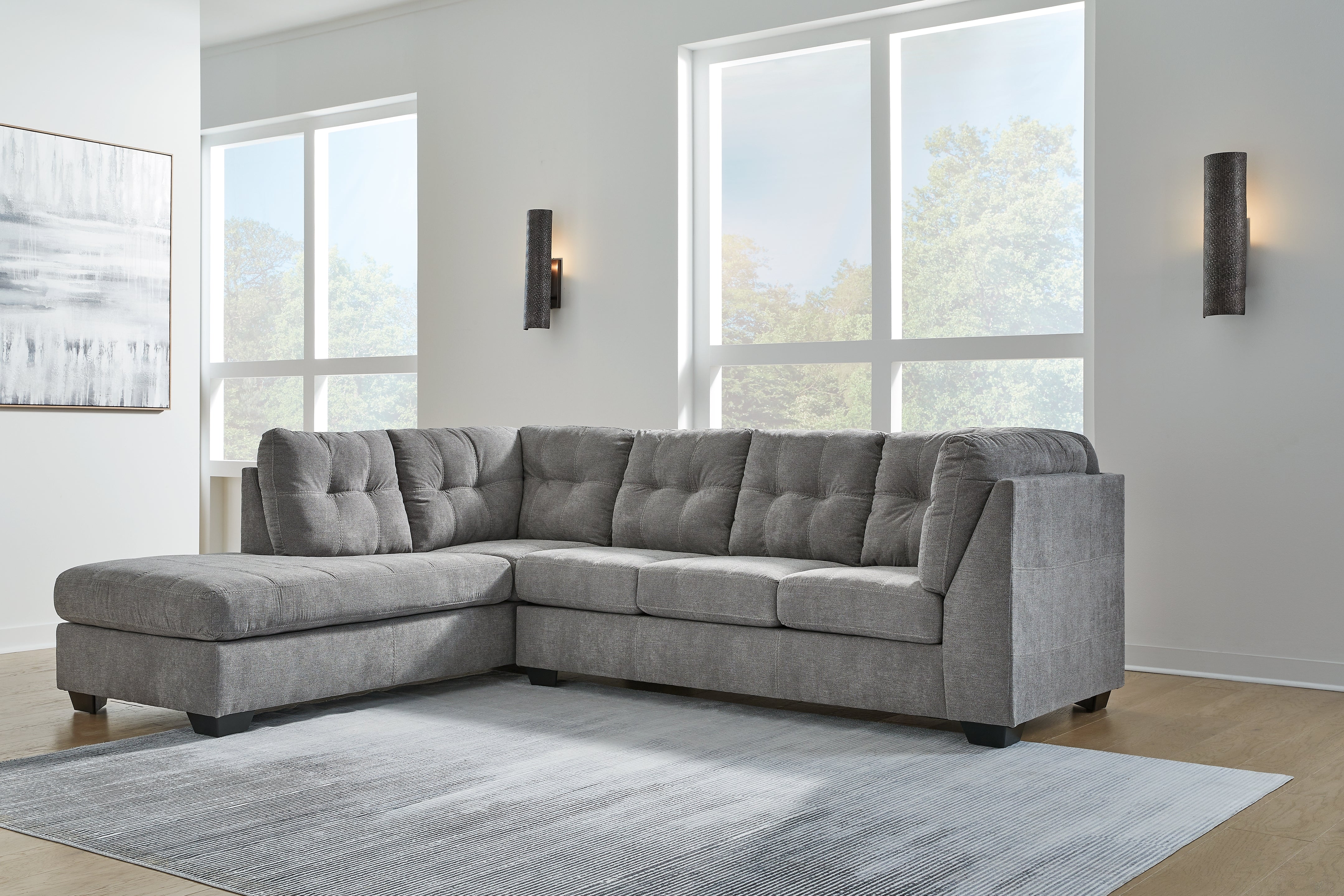 Fine Furniture & Decor - Ashley Furniture - Marleton Sectional - RAF 2-Piece Sectional with Chaise / Gray - 55305S1