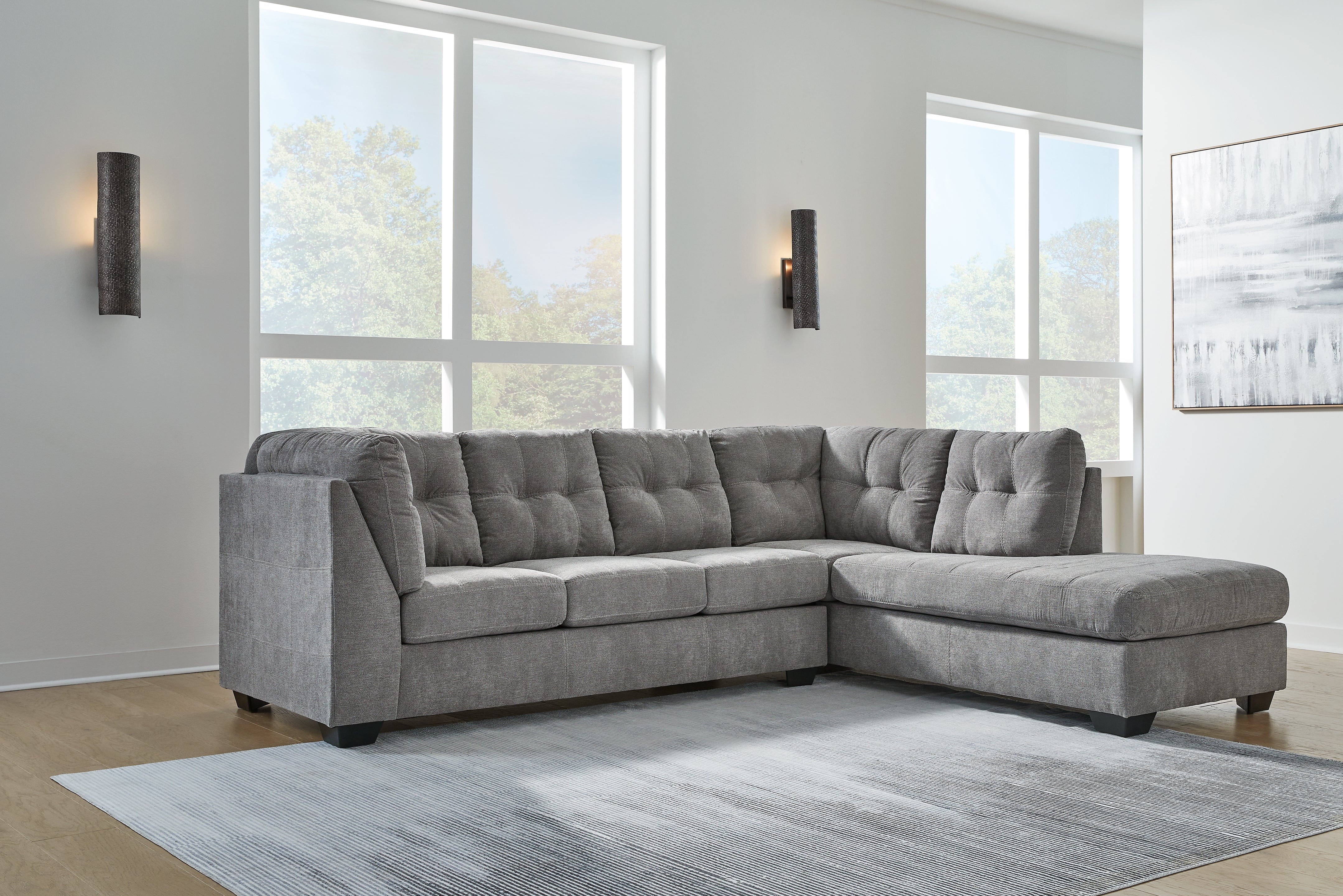 Fine Furniture & Decor - Ashley Furniture - Marleton Sectional - LAF 2-Piece Sectional with Chaise / Gray - 55305S2