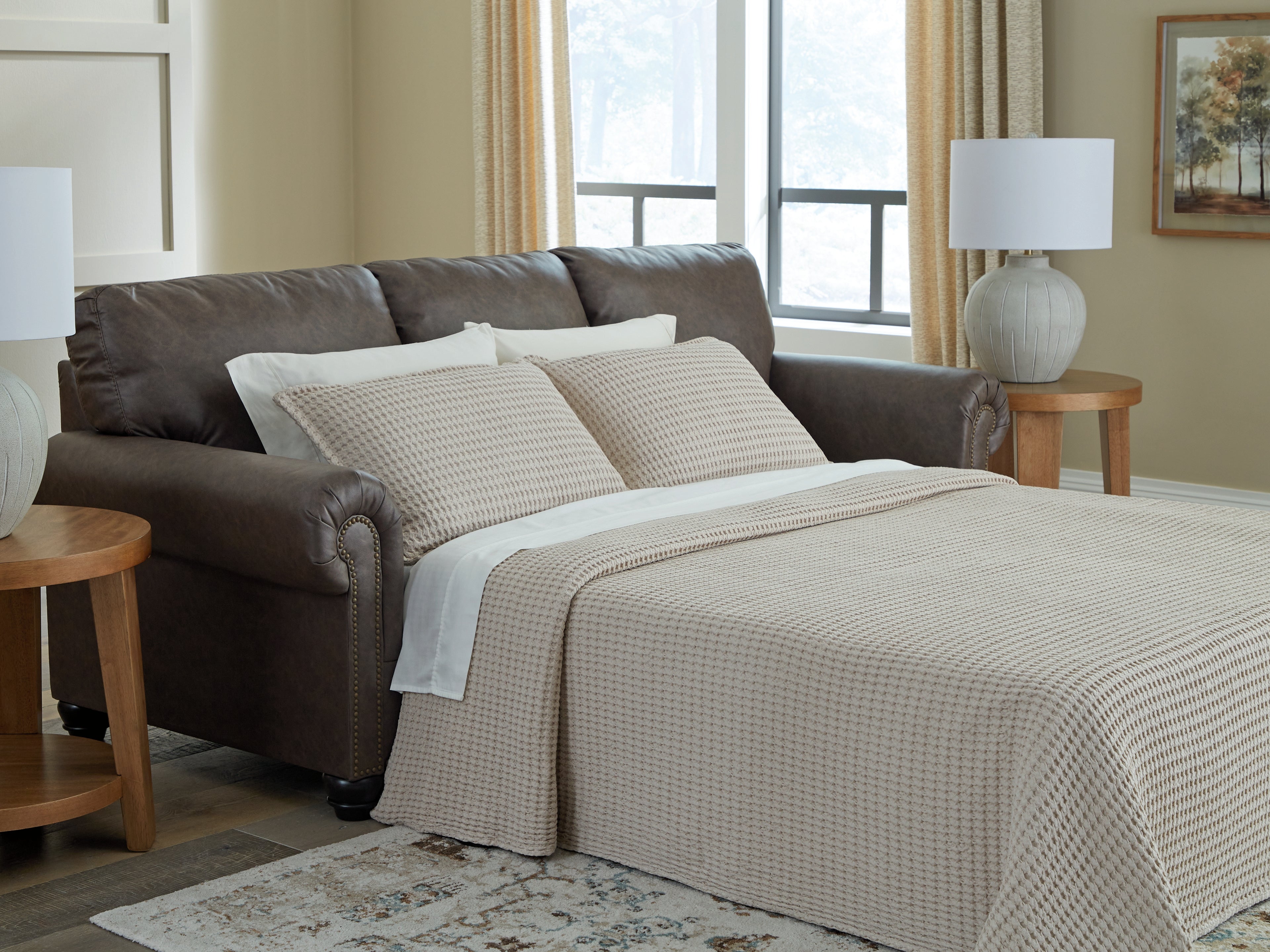 Fine Furniture & Decor - Ashley Furniture - Roxmere Living Room - Queen Sofa Sleeper / Umber - 5550339