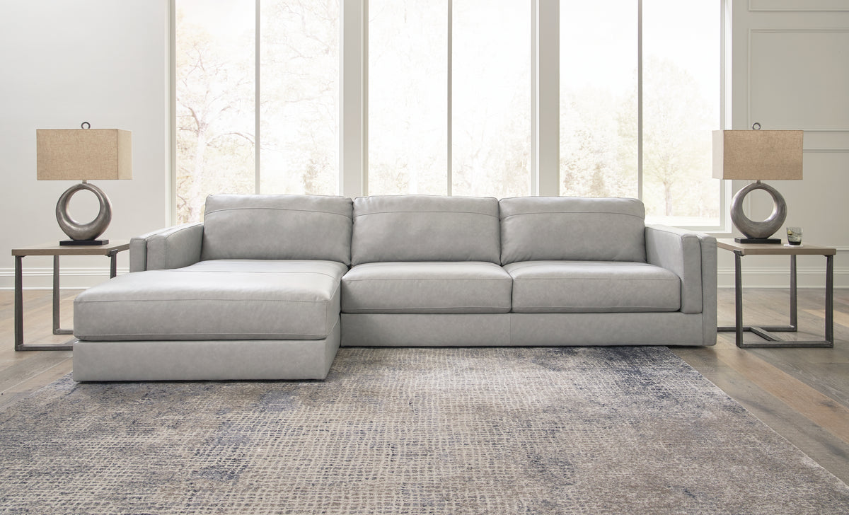 Fine Furniture & Decor - Ashley Furniture - Amiata Sectional - RAF 2-Piece Sectional with Chaise / Glacier - 57404S1