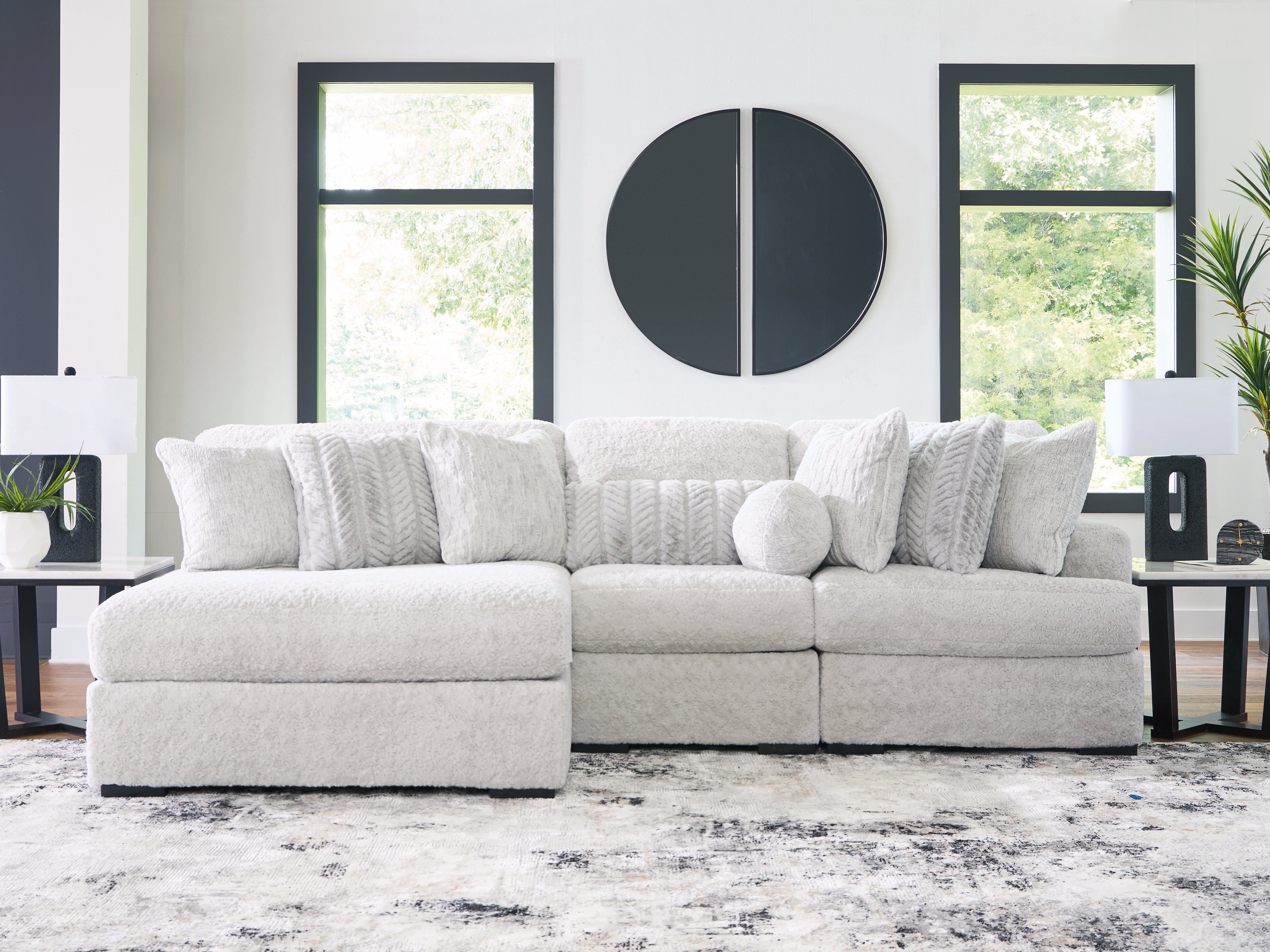 Fine Furniture & Decor - Ashley Furniture - Cuddle Plush Sectional - 3-Piece Sectional with Chaise / Arctic - PC59106S7
