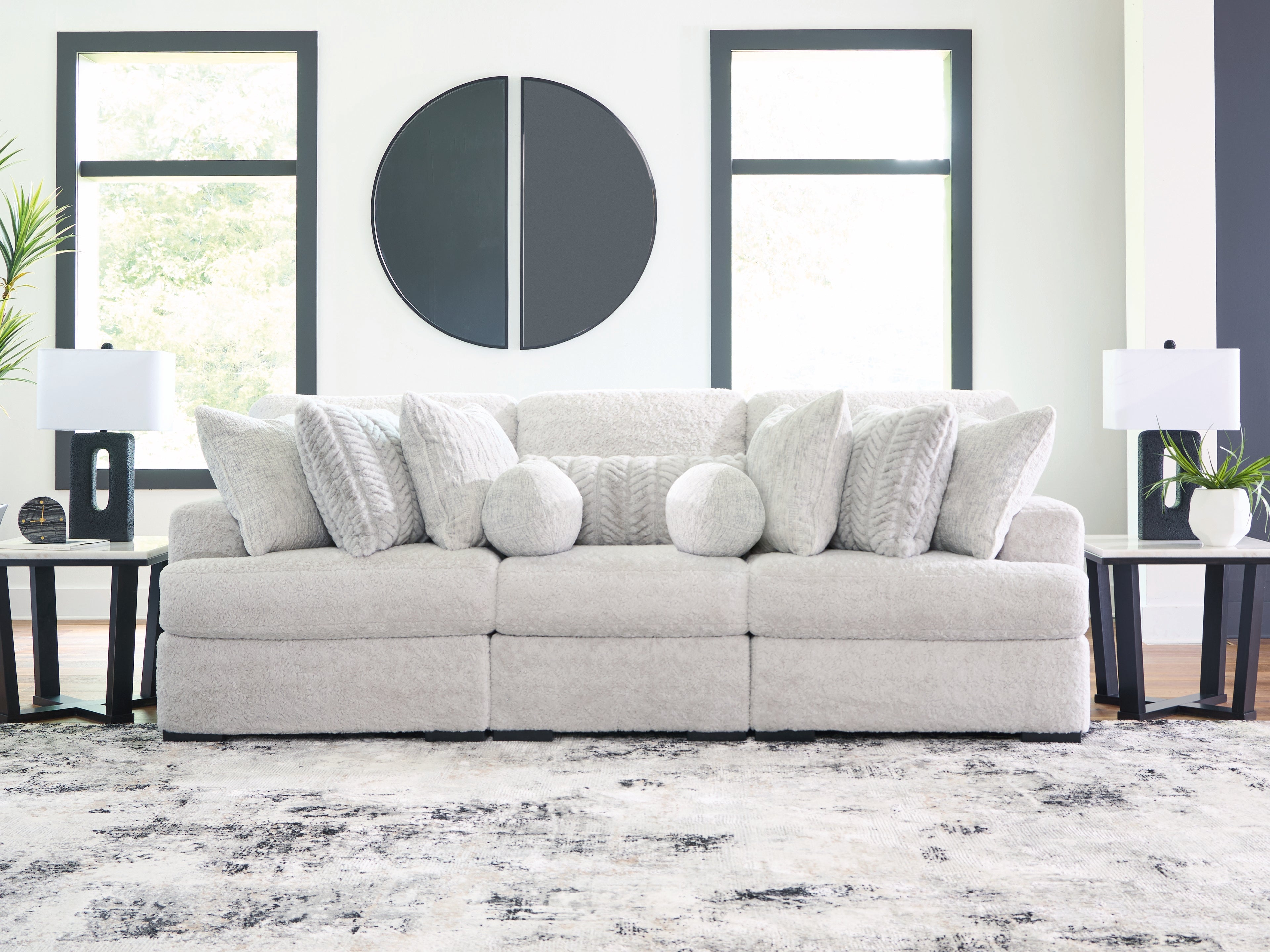 Fine Furniture & Decor - Ashley Furniture - Cuddle Plush Sectional - RAF 3-Piece Sectional / Arctic - PC59106S5