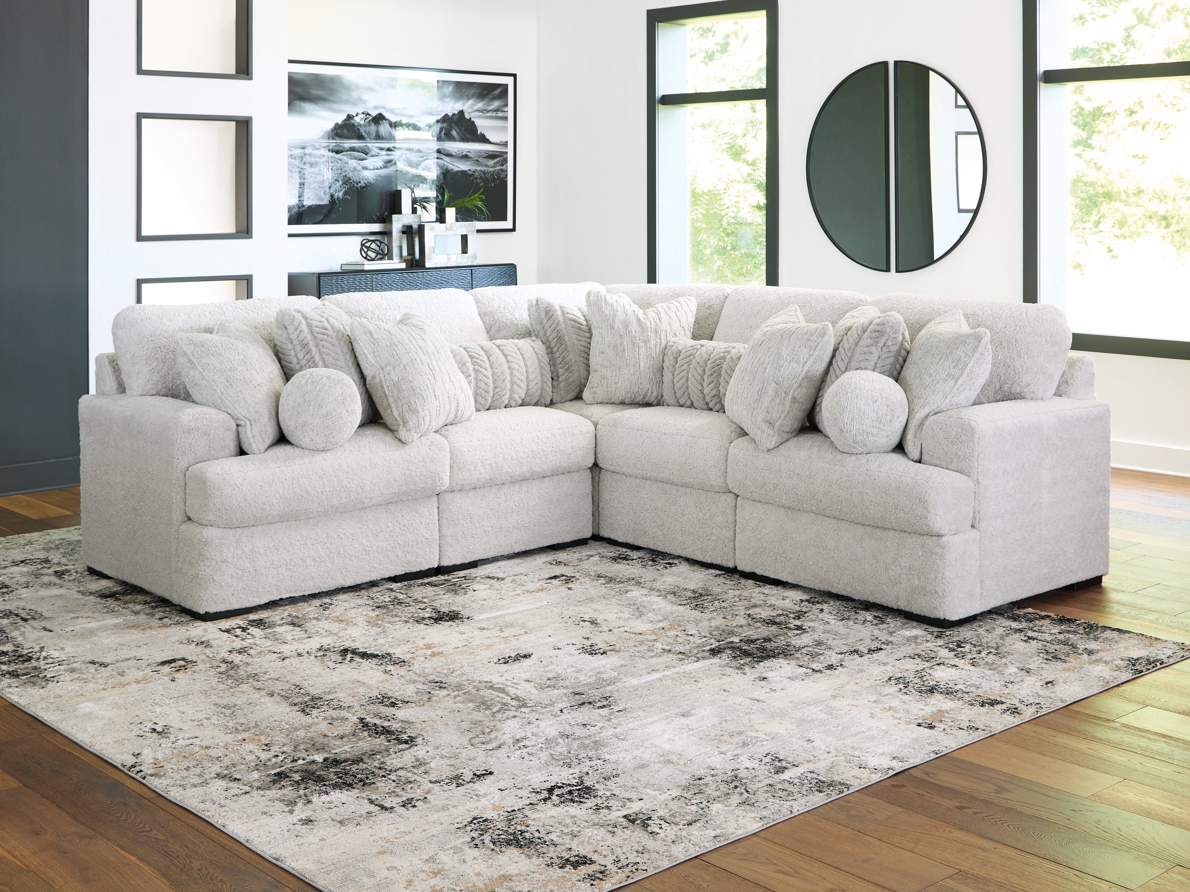 Fine Furniture & Decor - Ashley Furniture - Cuddle Plush Sectional - RAF 5-Piece Sectional / Arctic - PC59106S2