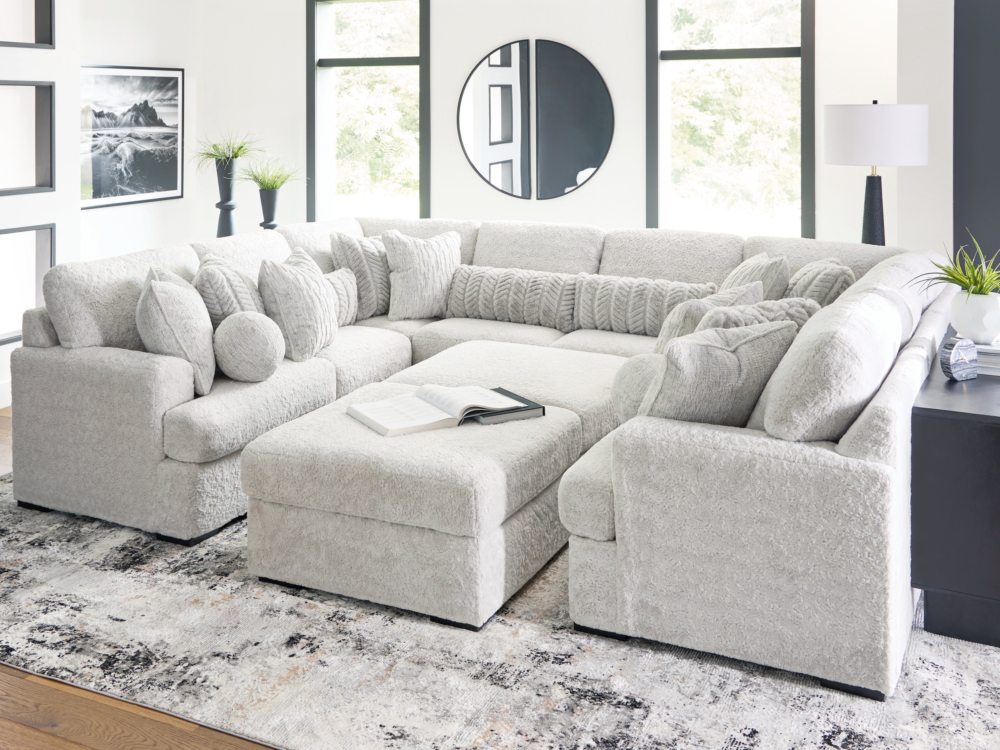 Fine Furniture & Decor - Ashley Furniture - Cuddle Plush Sectional - RAF 10-Piece Sectional / Arctic - PC59106S10