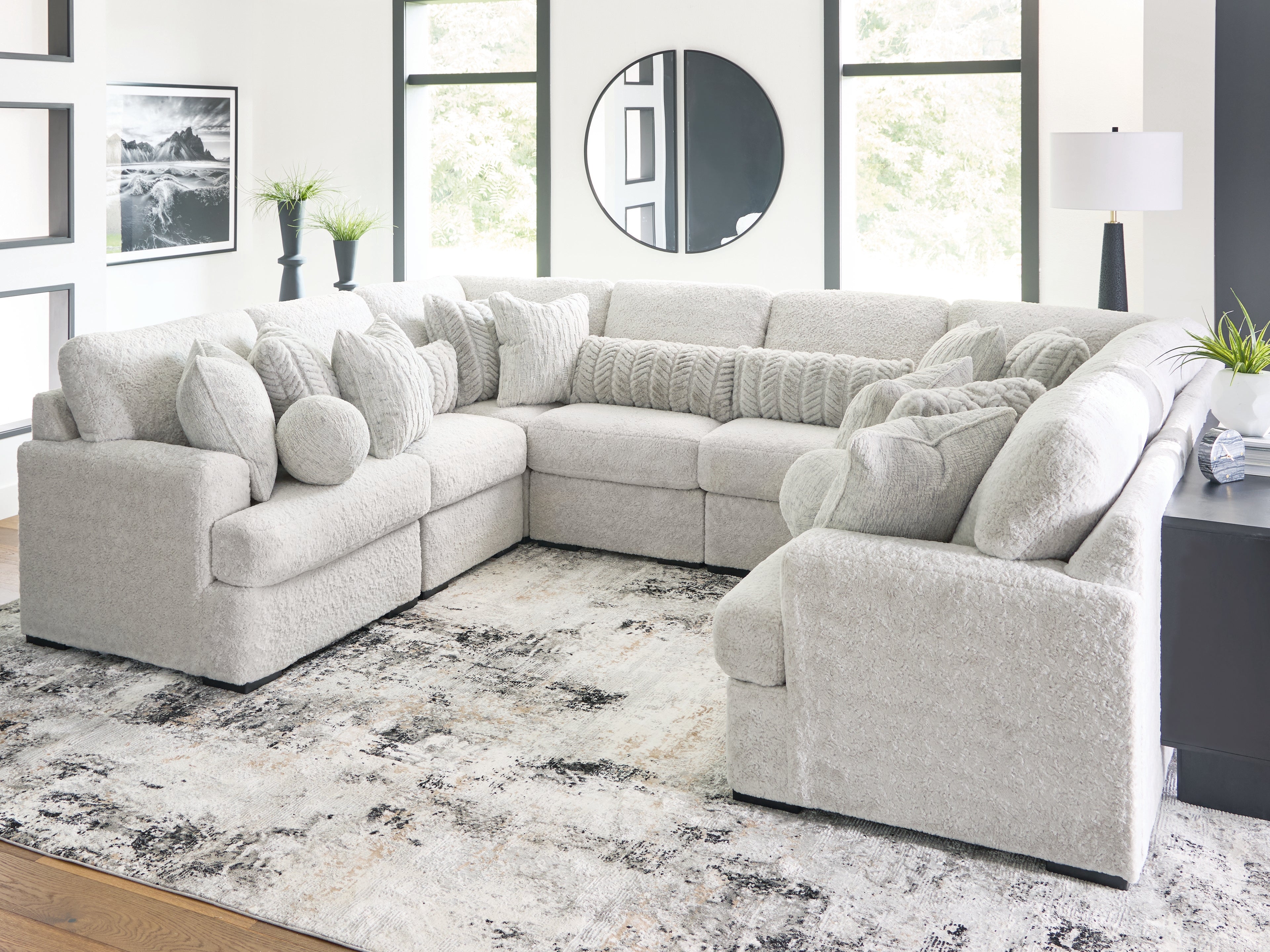 Fine Furniture & Decor - Ashley Furniture - Cuddle Plush Sectional - RAF 8-Piece Sectional / Arctic - PC59106S6