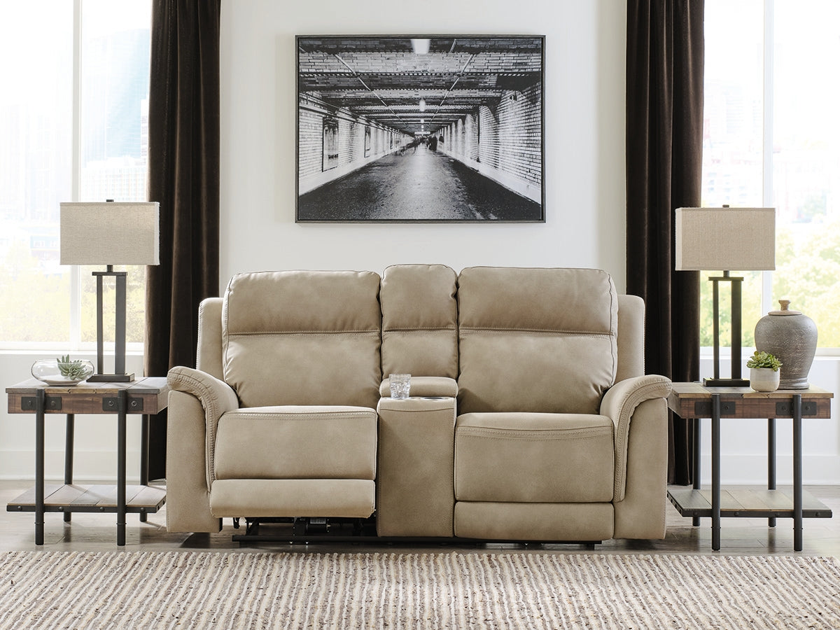 Fine Furniture & Decor - Ashley Furniture - Next-Gen DuraPella Living Room - PWR REC Loveseat/CON/ADJ HDRST / Sand - 5930218
