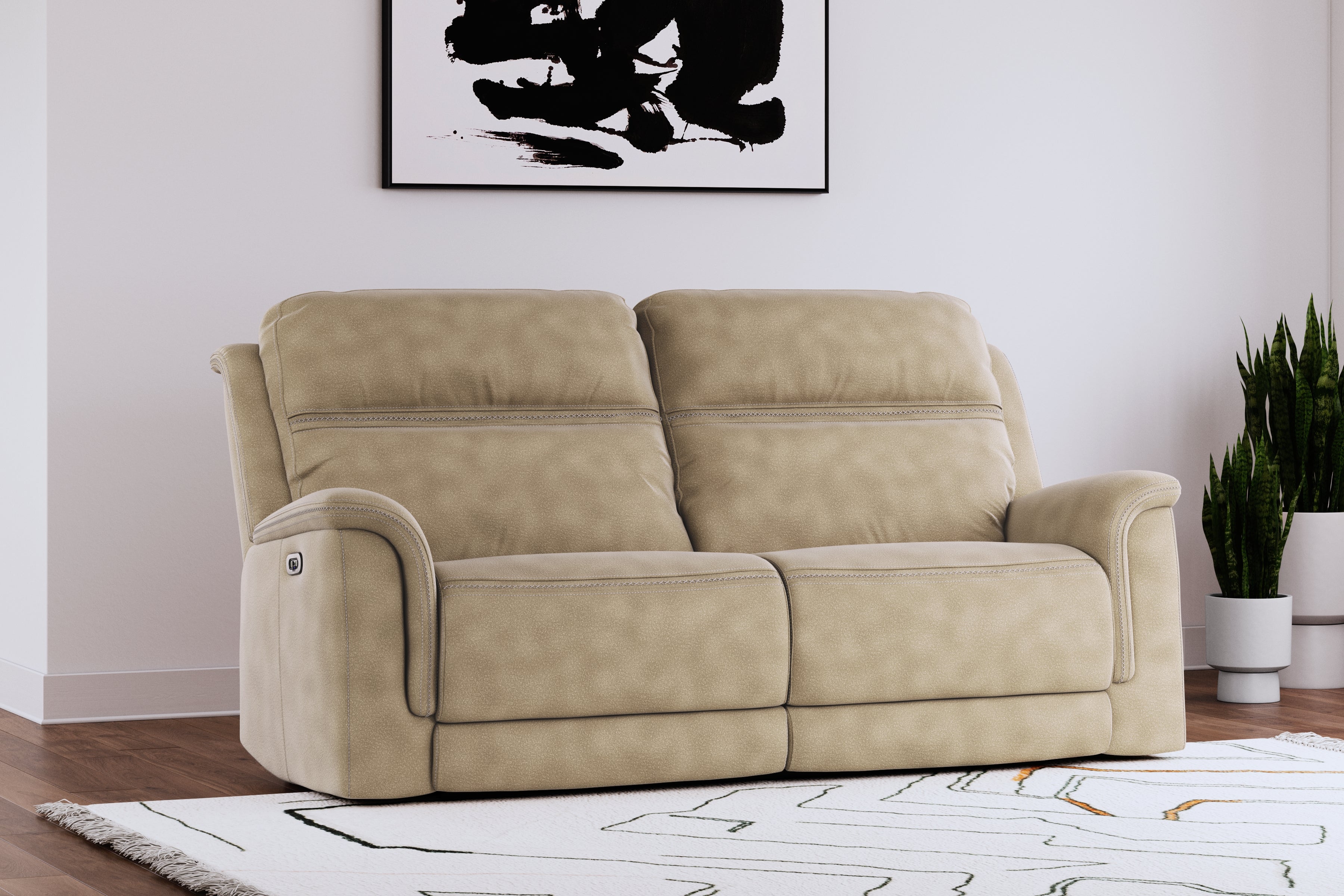 Fine Furniture & Decor - Ashley Furniture - Next-Gen DuraPella Living Room - 2 Seat PWR REC Sofa ADJ HDREST / Sand - 5930247