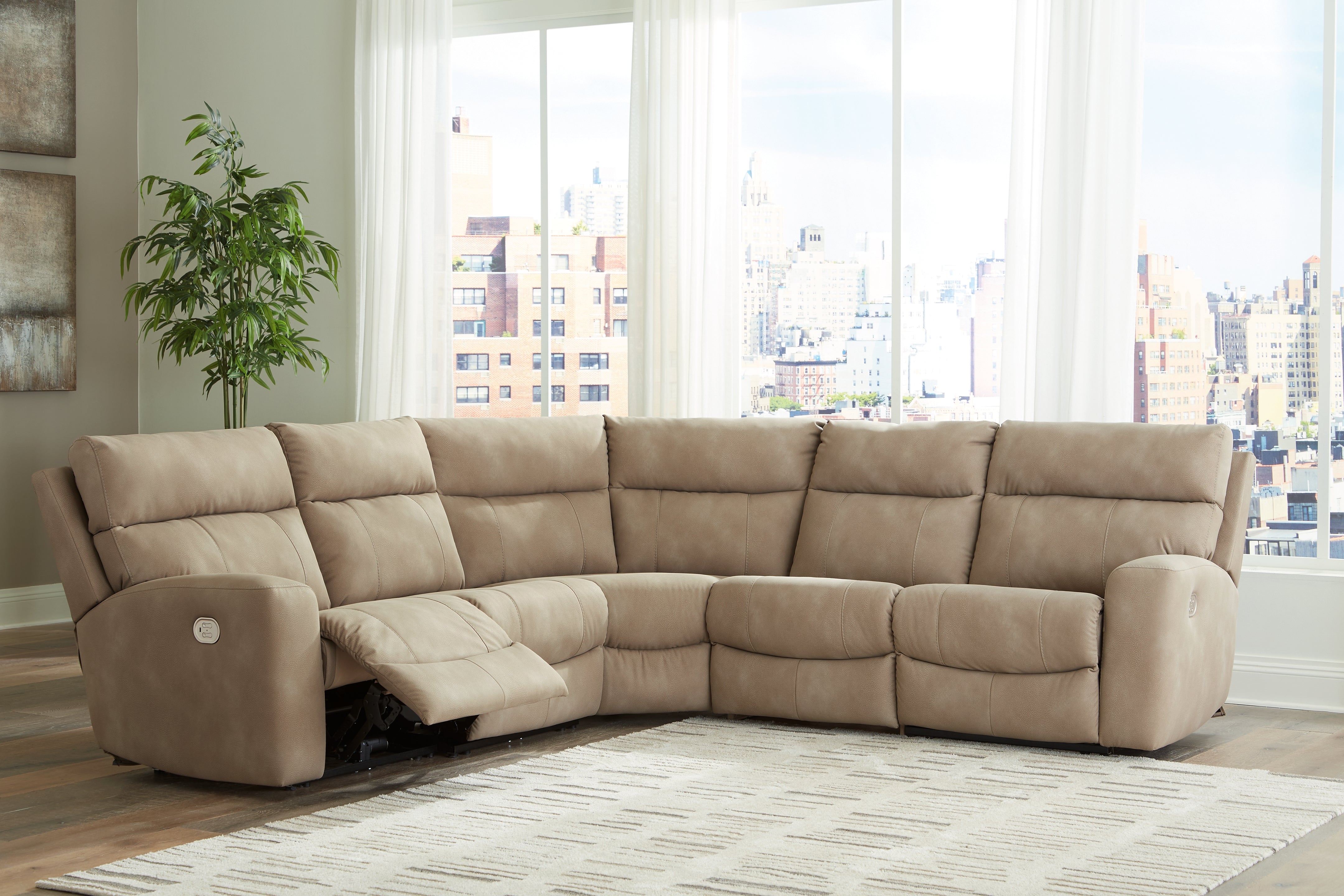 Fine Furniture & Decor - Ashley Furniture - Next-Gen DuraPella Sectional - 5-Piece Power Reclining Sectional / Sand - 61004S6