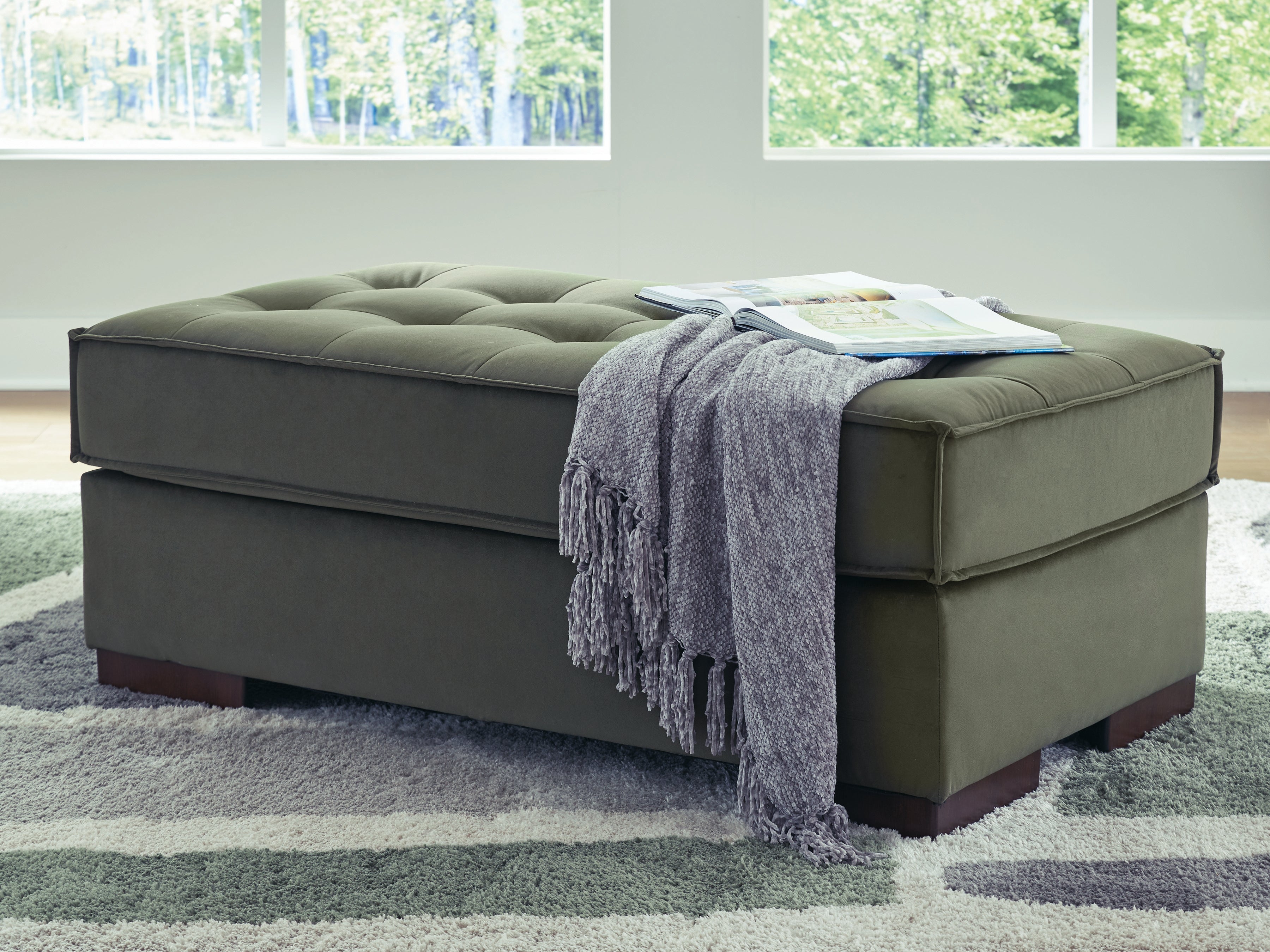 Fine Furniture & Decor - Ashley Furniture - Caspian-Town Living Room - Oversized Accent Ottoman / Olive - PC6170208