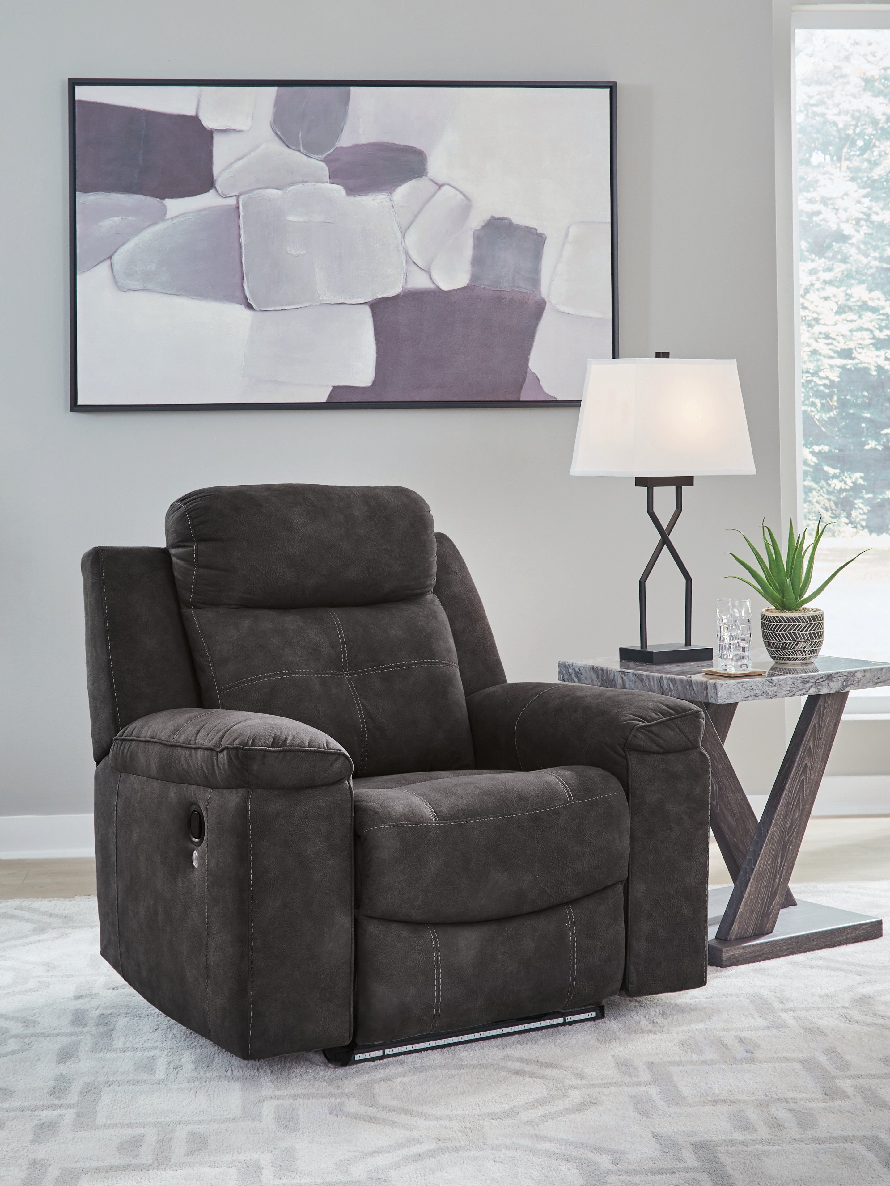 Fine Furniture & Decor - Ashley Furniture - Brysonview Living Room - Zero Wall Recliner / Charcoal - 6360529