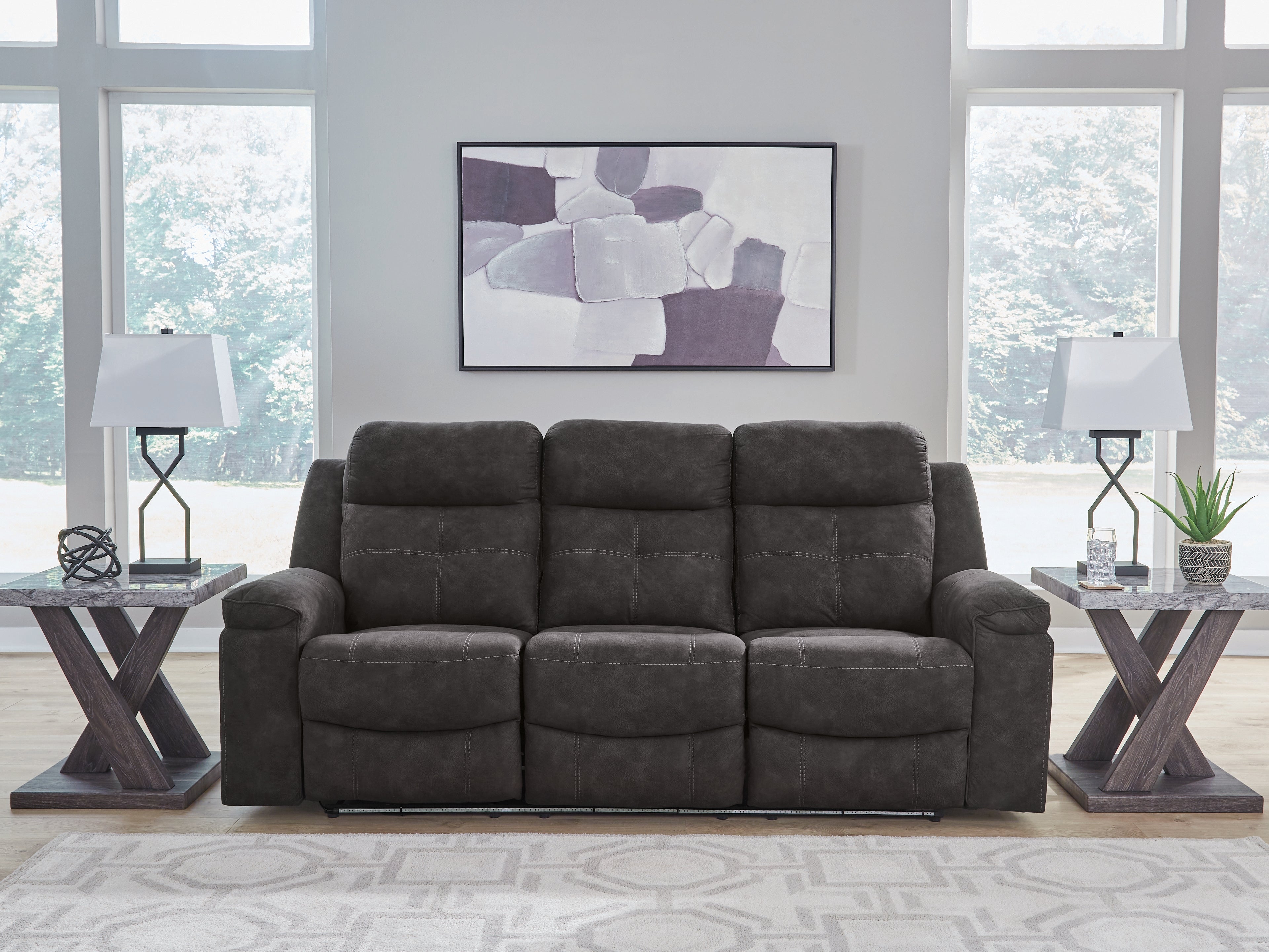 Fine Furniture & Decor - Ashley Furniture - Brysonview Living Room - Reclining Sofa / Charcoal - 6360588