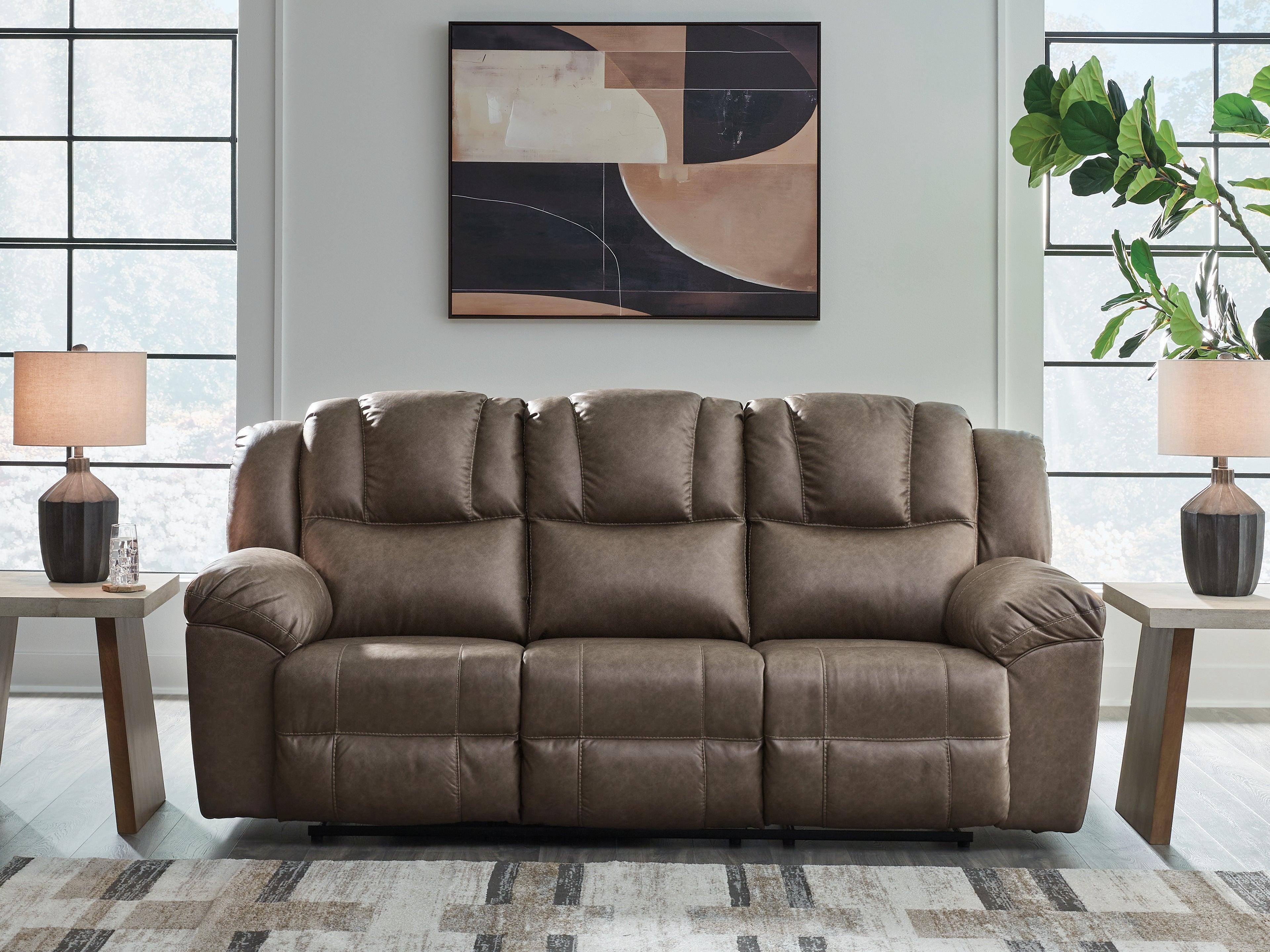 Fine Furniture & Decor - Ashley Furniture - Lowilla Living Room - Reclining Sofa / Driftwood - PC6450688