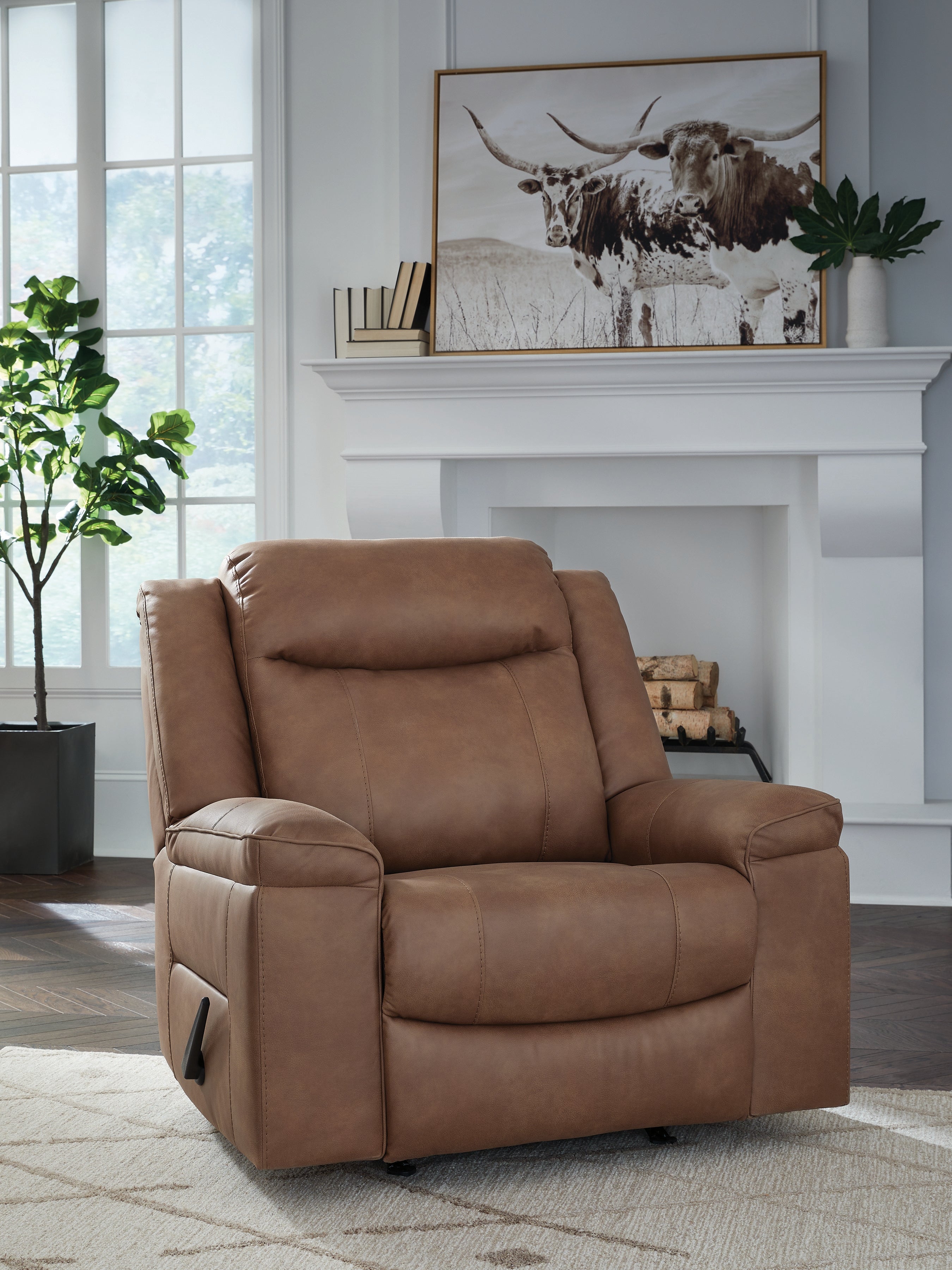 Fine Furniture & Decor - Ashley Furniture - Status Check Living Room - Rocker Recliner / Caramel - PC6530825