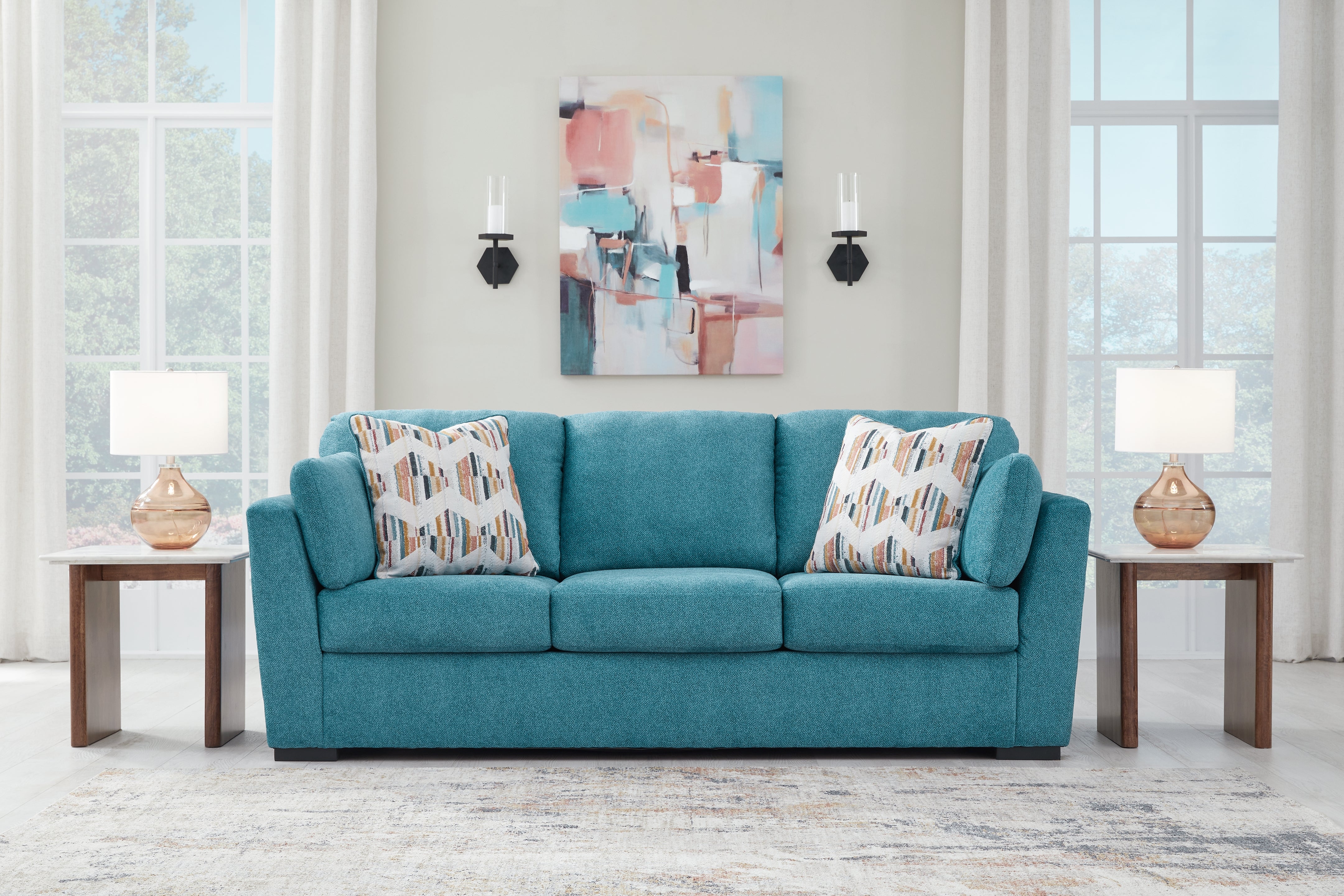 Fine Furniture & Decor - Ashley Furniture - Keerwick Living Room - Sofa / Teal - 6750738
