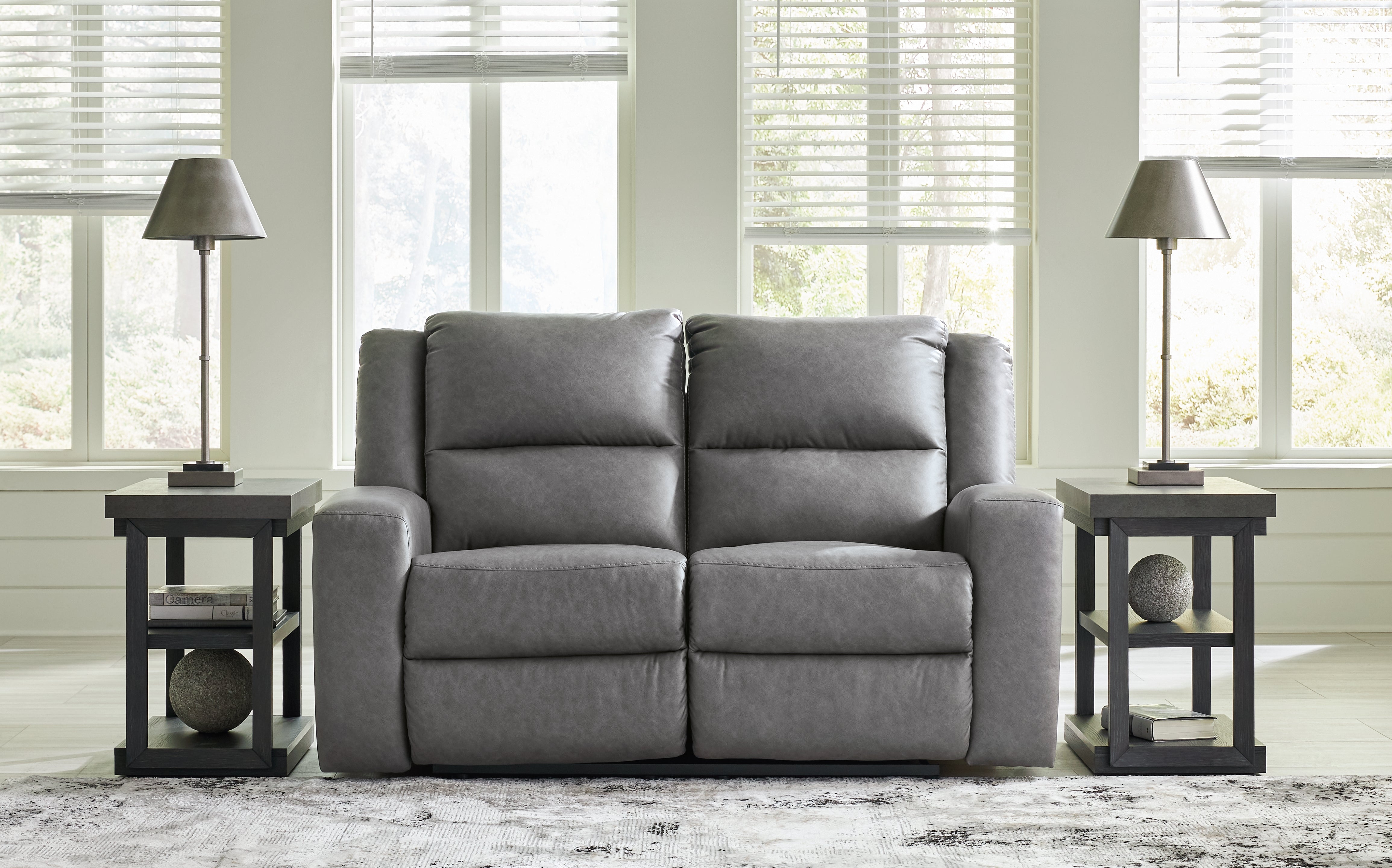 Fine Furniture & Decor - Ashley Furniture - Brixworth Living Room - Reclining Loveseat / Slate - 6910686