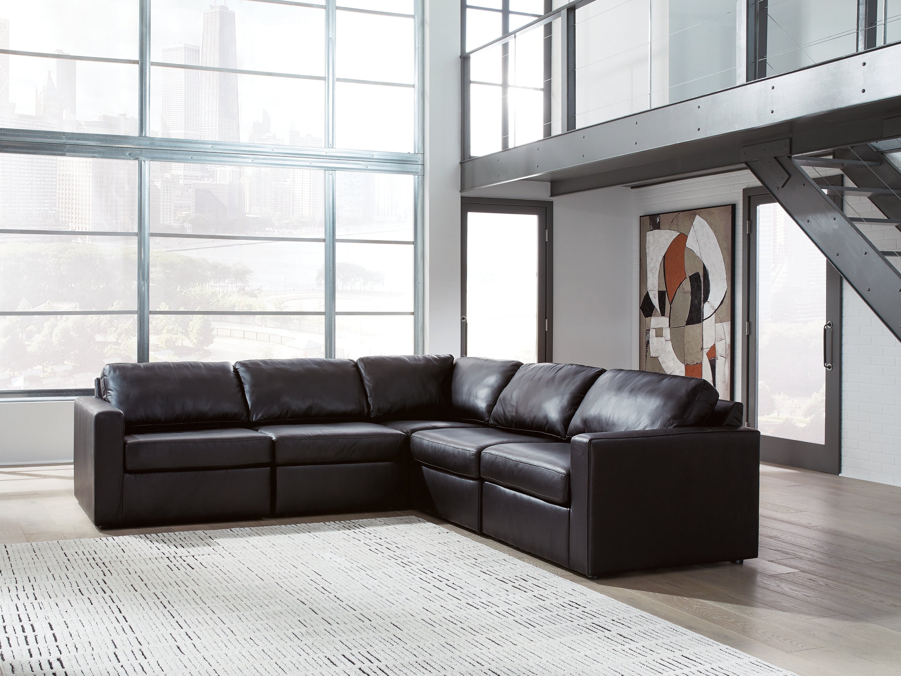 Fine Furniture & Decor - Ashley Furniture - ModMax II Sectional - RAF 5-Piece Sectional / Black - 74305S6