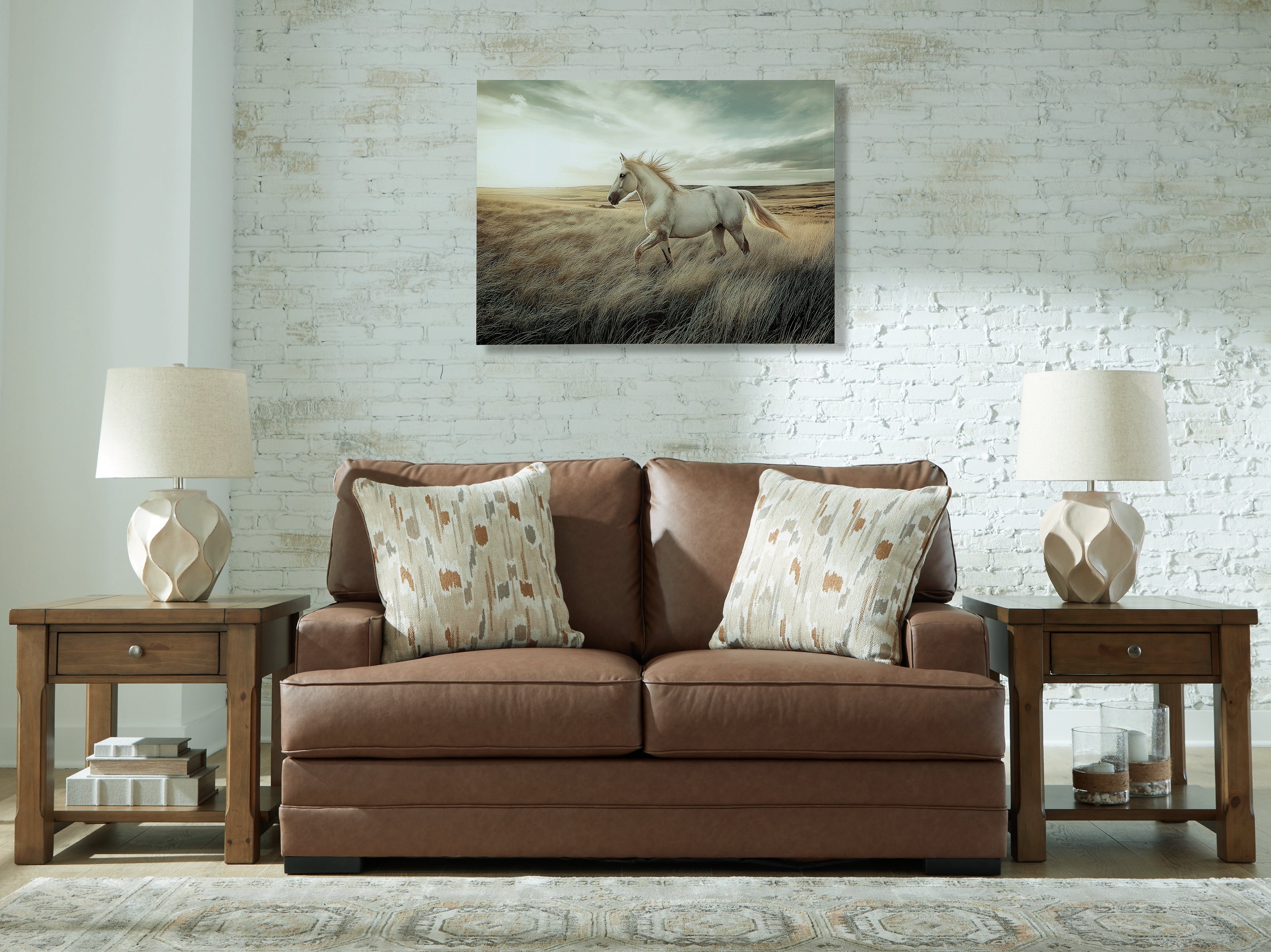 Fine Furniture & Decor - Ashley Furniture - VillaCourt Living Room - Loveseat / Caramel - 7490935