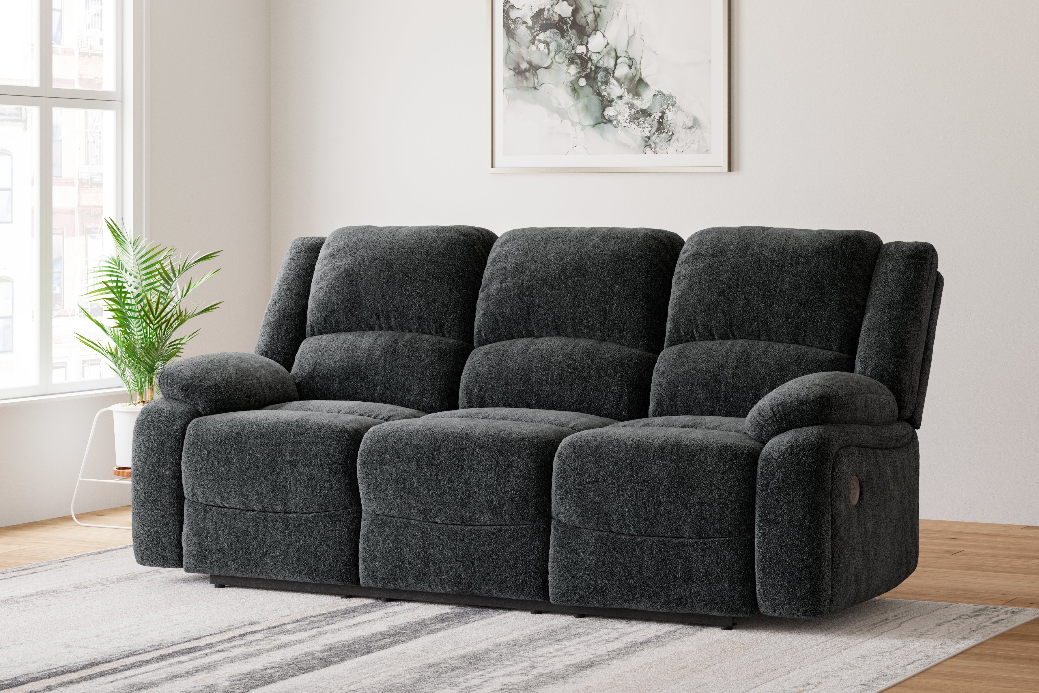 Fine Furniture & Decor - Ashley Furniture - Draycoll Living Room - Reclining Power Sofa / Slate - 7650487