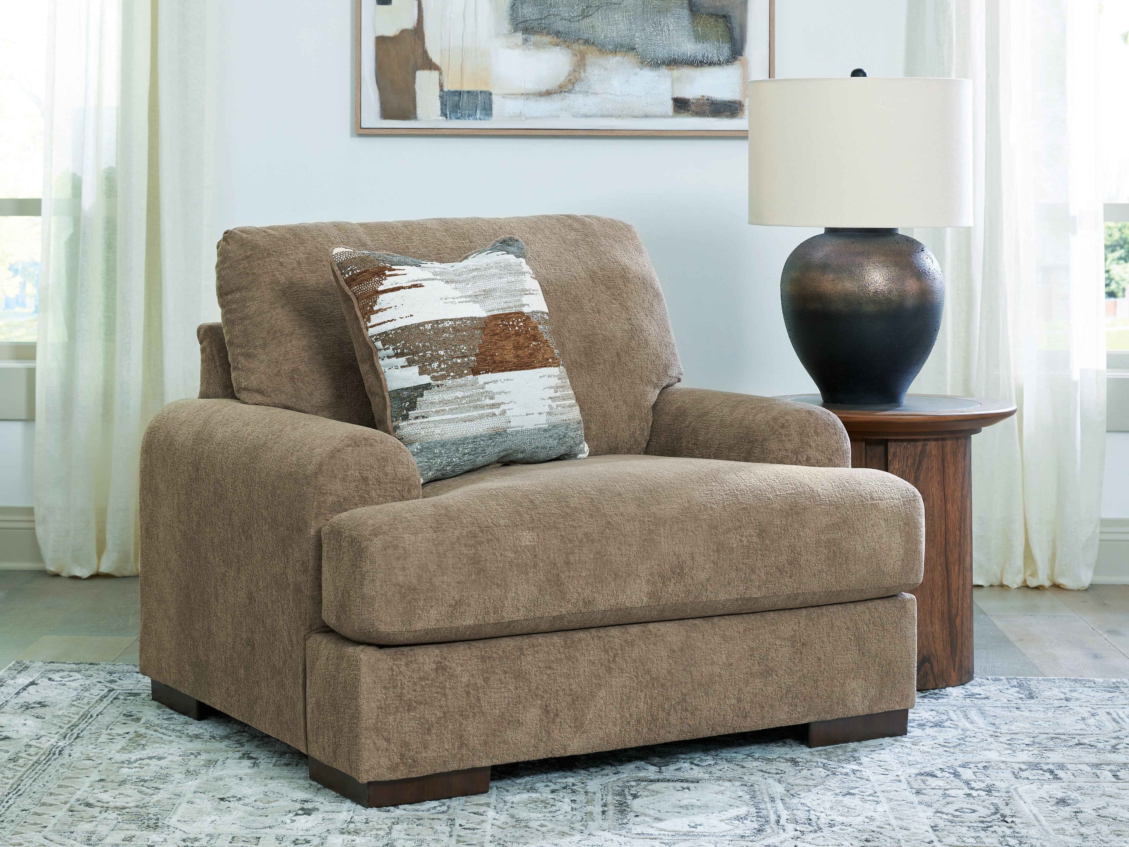 Fine Furniture & Decor - Ashley Furniture - Jayne Park Living Room - Chair and a Half / Pecan - PC8150523