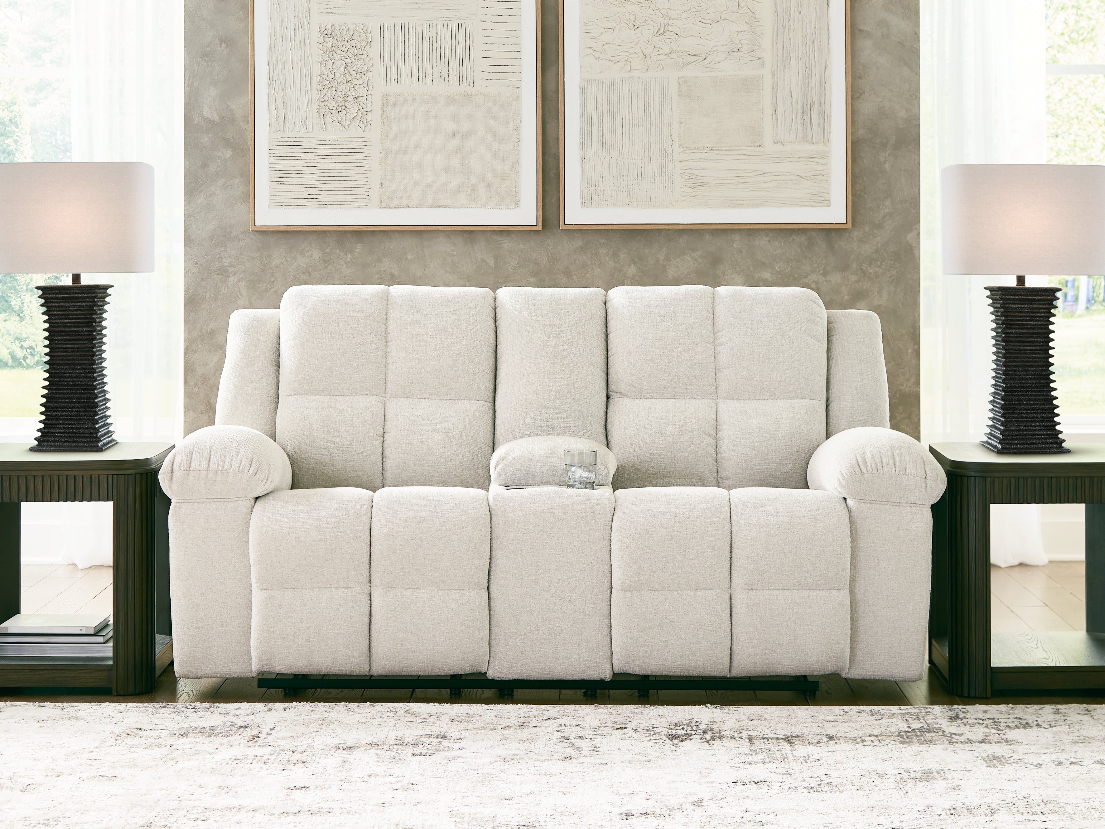 Fine Furniture & Decor - Ashley Furniture - Orlen Living Room - DBL Rec Loveseat w/Console / Winter - 8160294