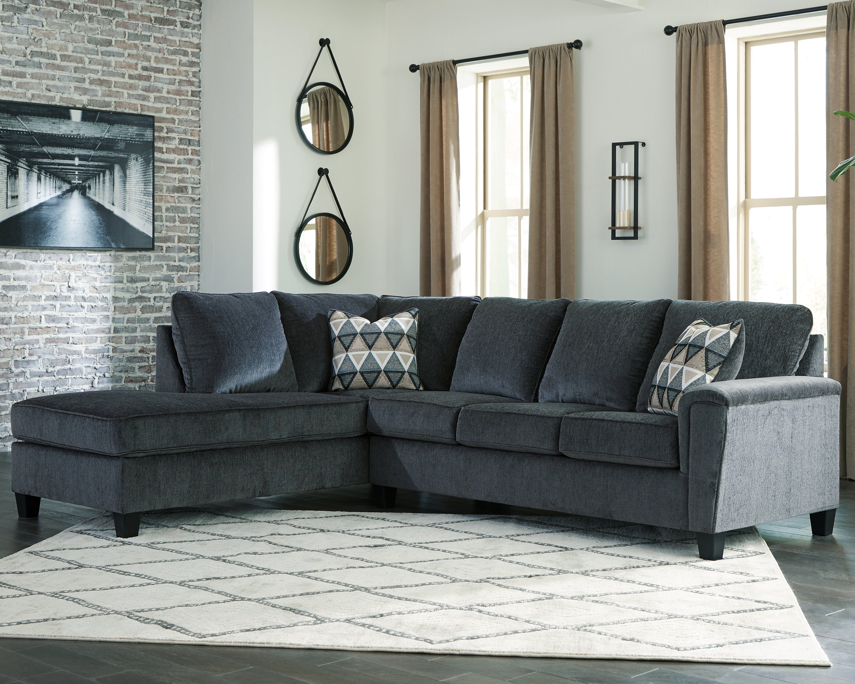 Fine Furniture & Decor - Ashley Furniture - Abinger Sectional - RAF 2-Piece Sectional with Chaise / Smoke - 83905S1