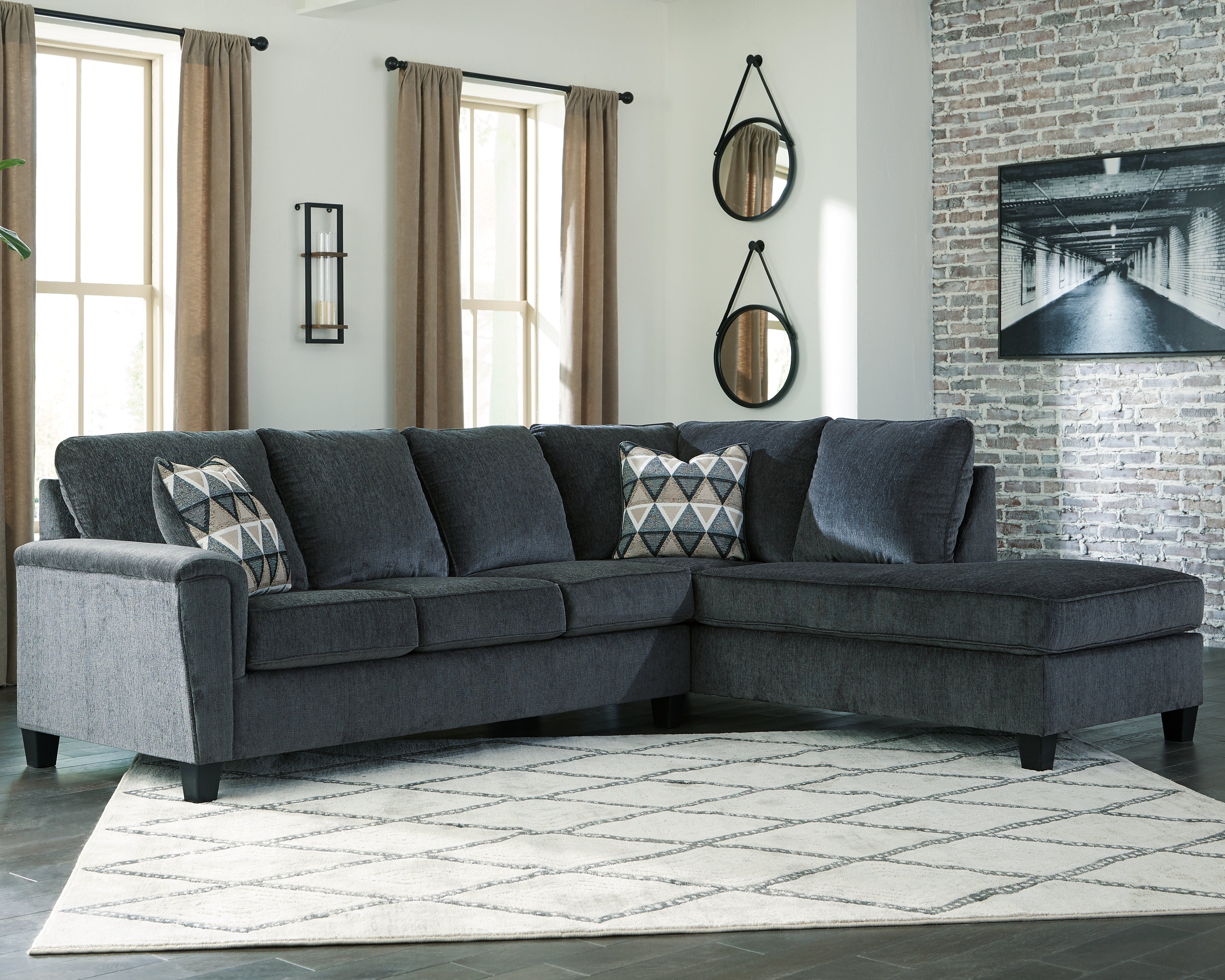 Fine Furniture & Decor - Ashley Furniture - Abinger Sectional - LAF 2-Piece Sectional with Chaise / Smoke - 83905S2