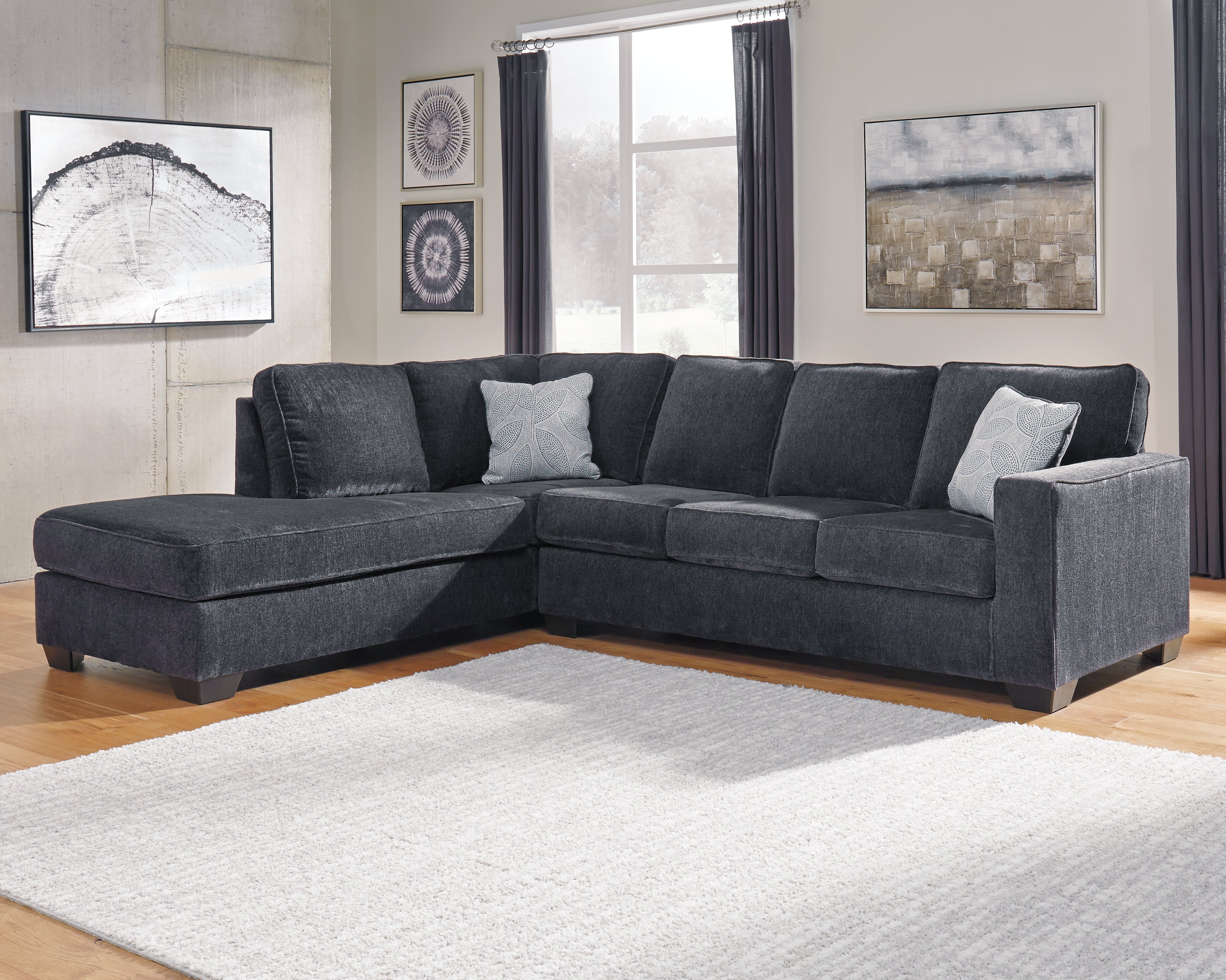 Fine Furniture & Decor - Ashley Furniture - Altari Sectional - RAF 2-Piece Sectional with Chaise / Slate - 87213S1