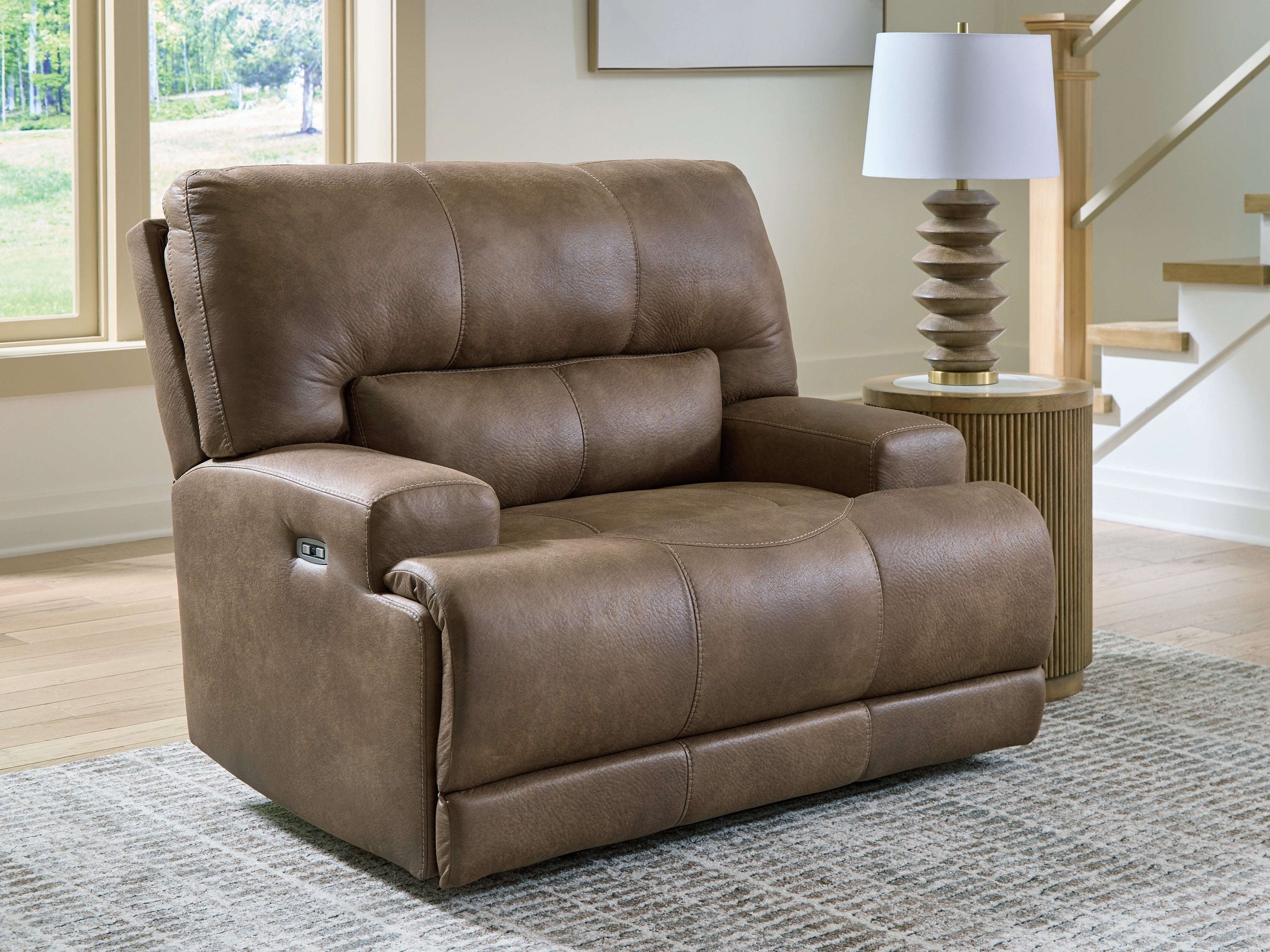 Fine Furniture & Decor - Ashley Furniture - Beckley Place Living Room - PWR Recliner/ADJ Headrest / Earth - PC9180282
